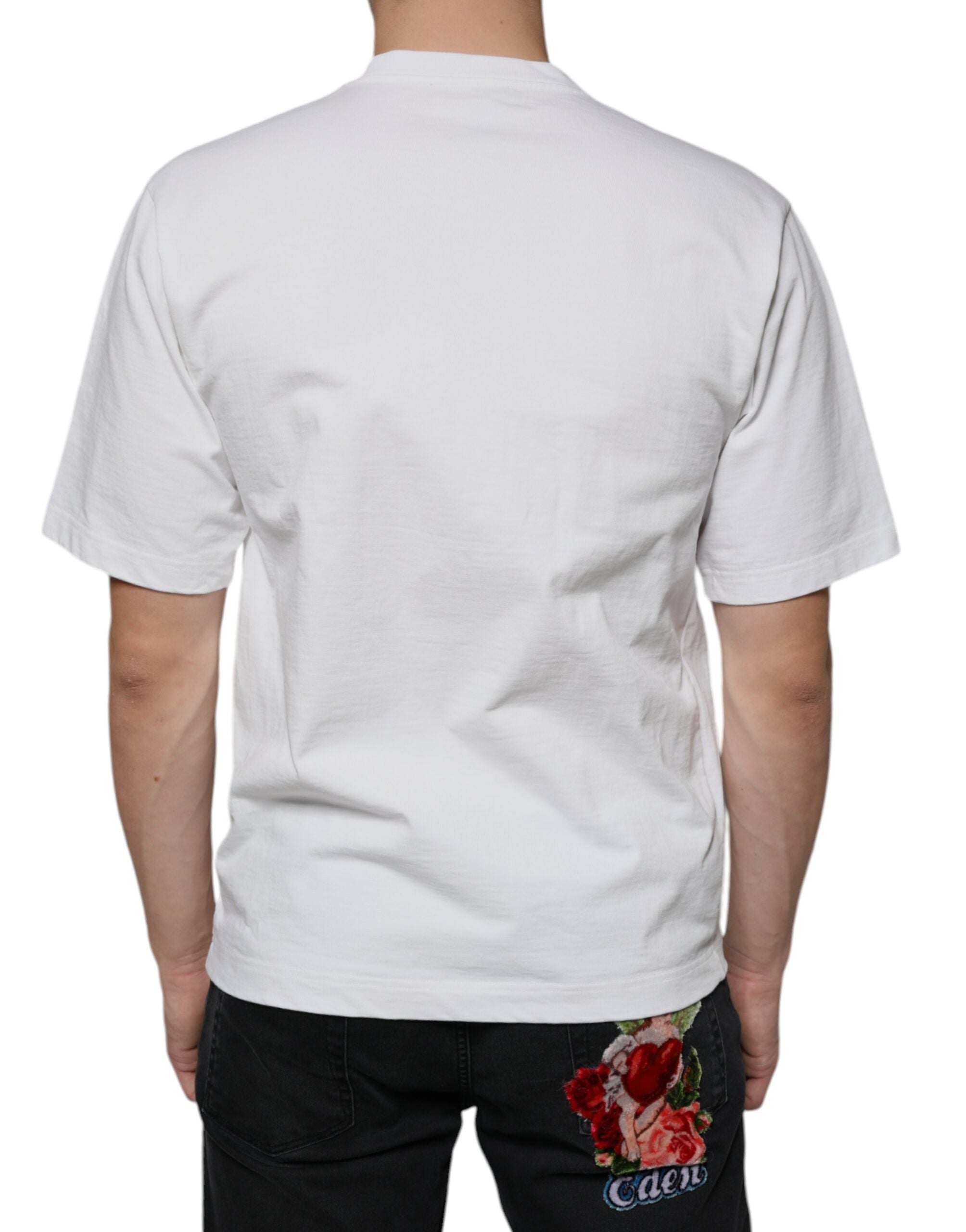 Dolce & Gabbana White Cotton DG Logo Print Casual T-shirt -   -  Dolce & Gabbana.
