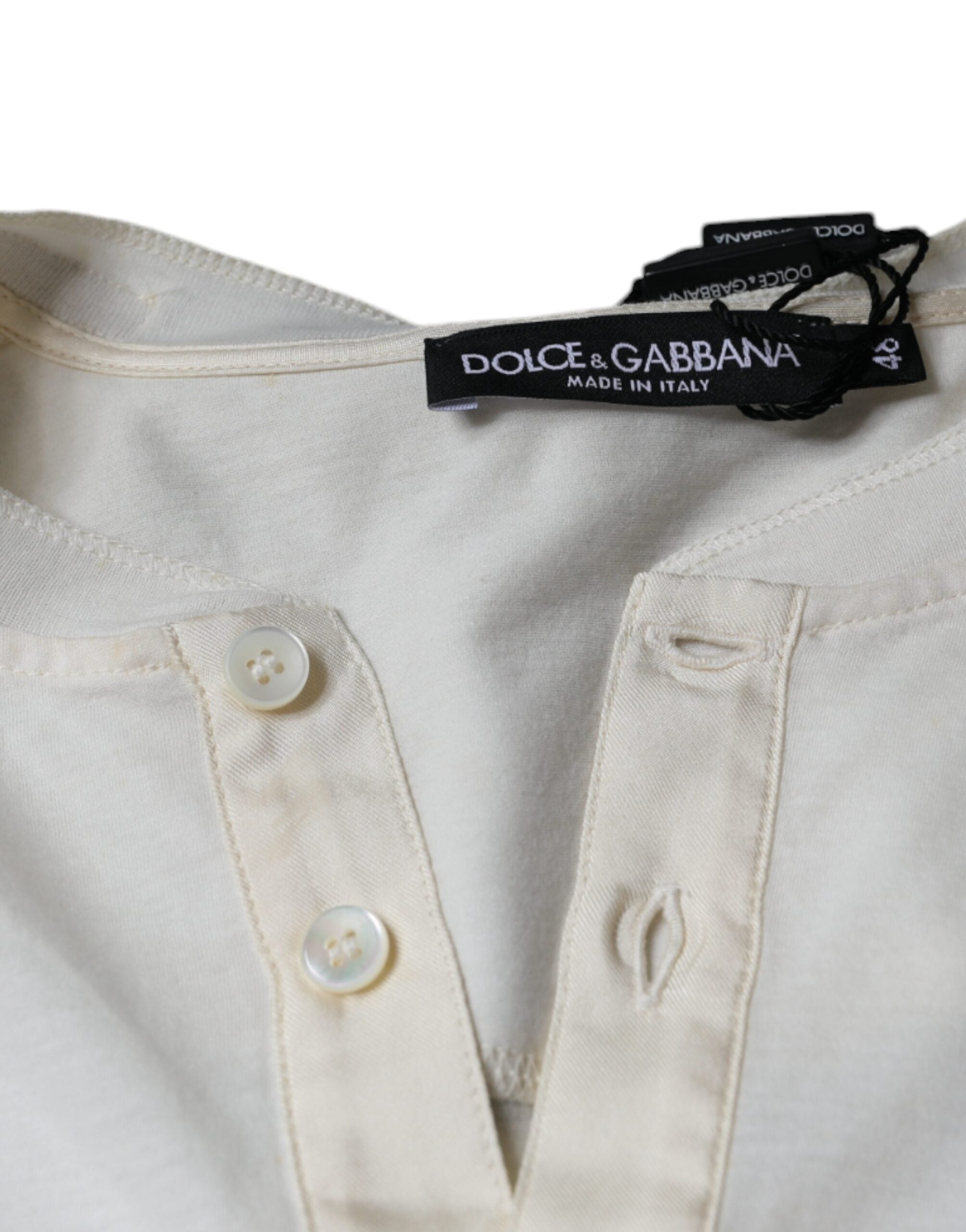 Dolce & Gabbana Off White Cotton Short Sleeves T-shirt -   -  Dolce & Gabbana.