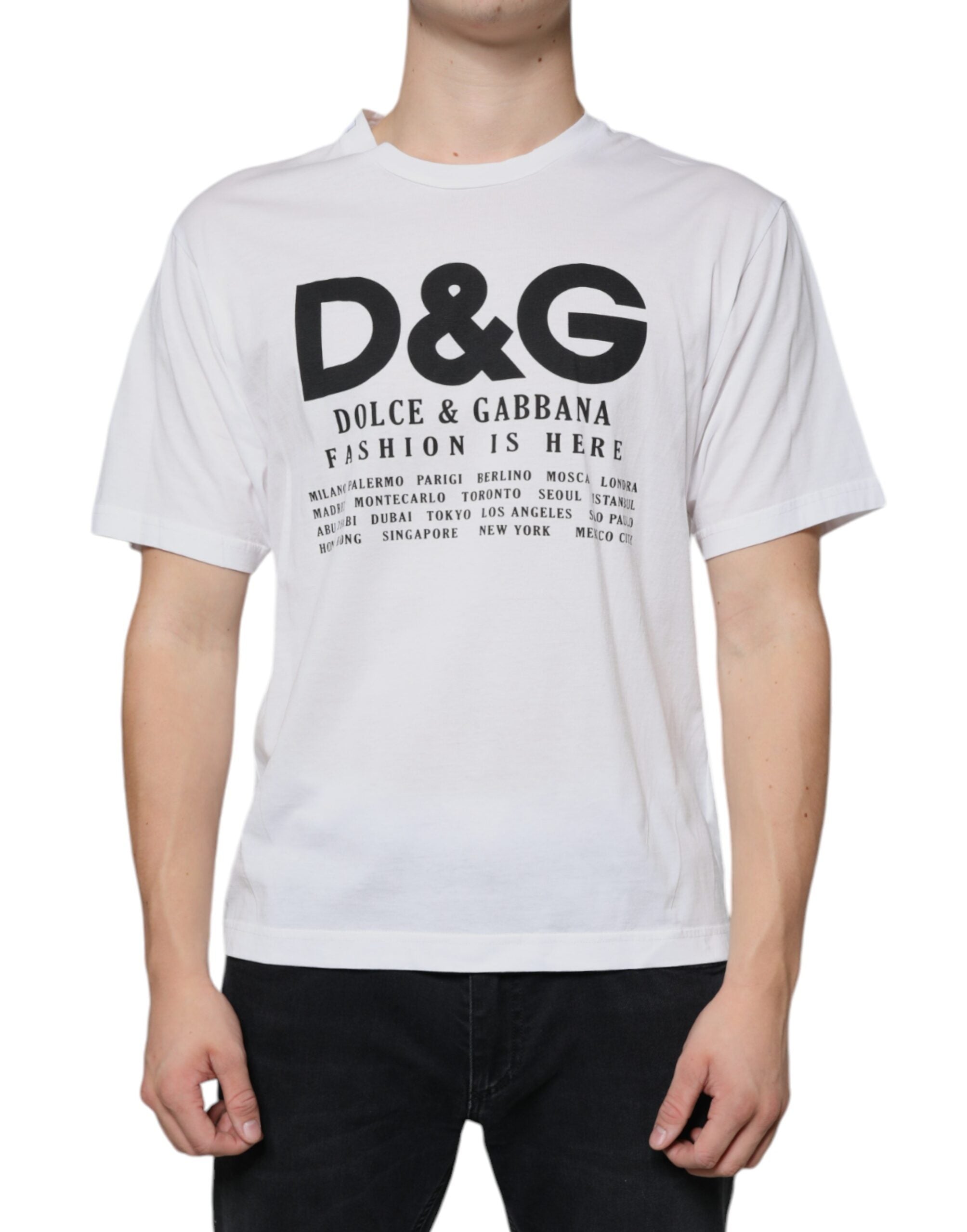 Dolce & Gabbana White Cotton DG Logo Print Casual T-shirt -   -  Dolce & Gabbana.