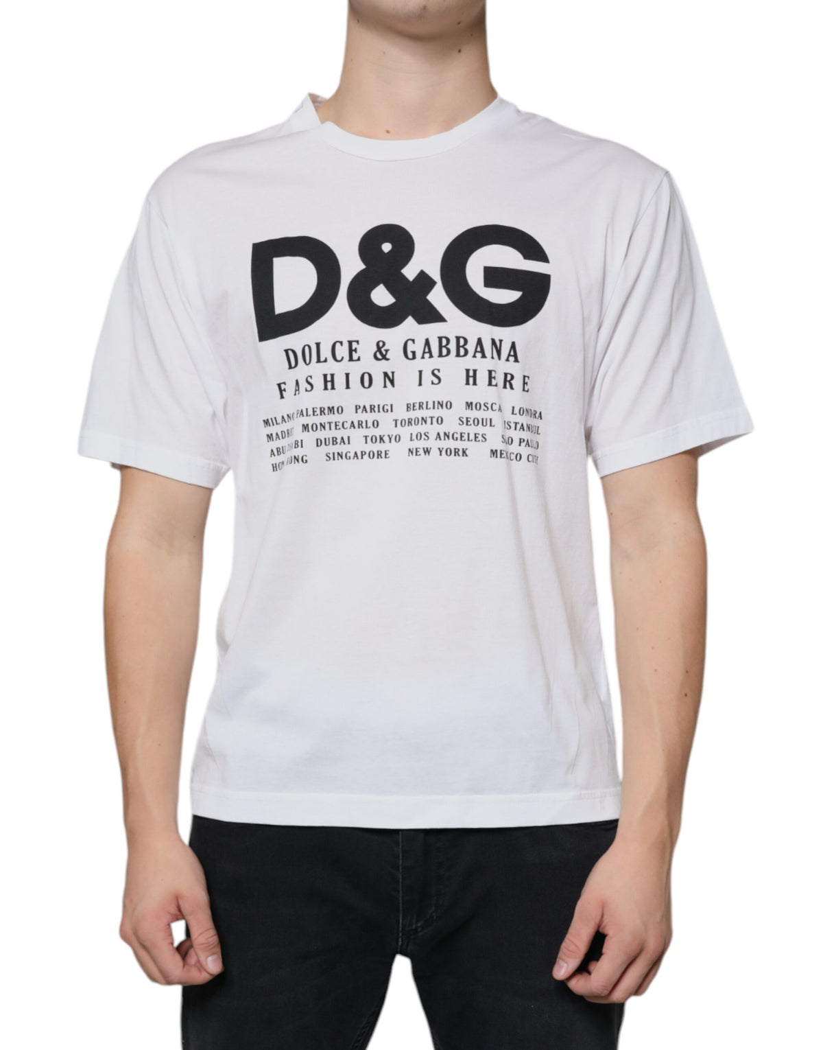Dolce & Gabbana White Cotton DG Logo Print Casual T-shirt -   -  Dolce & Gabbana.
