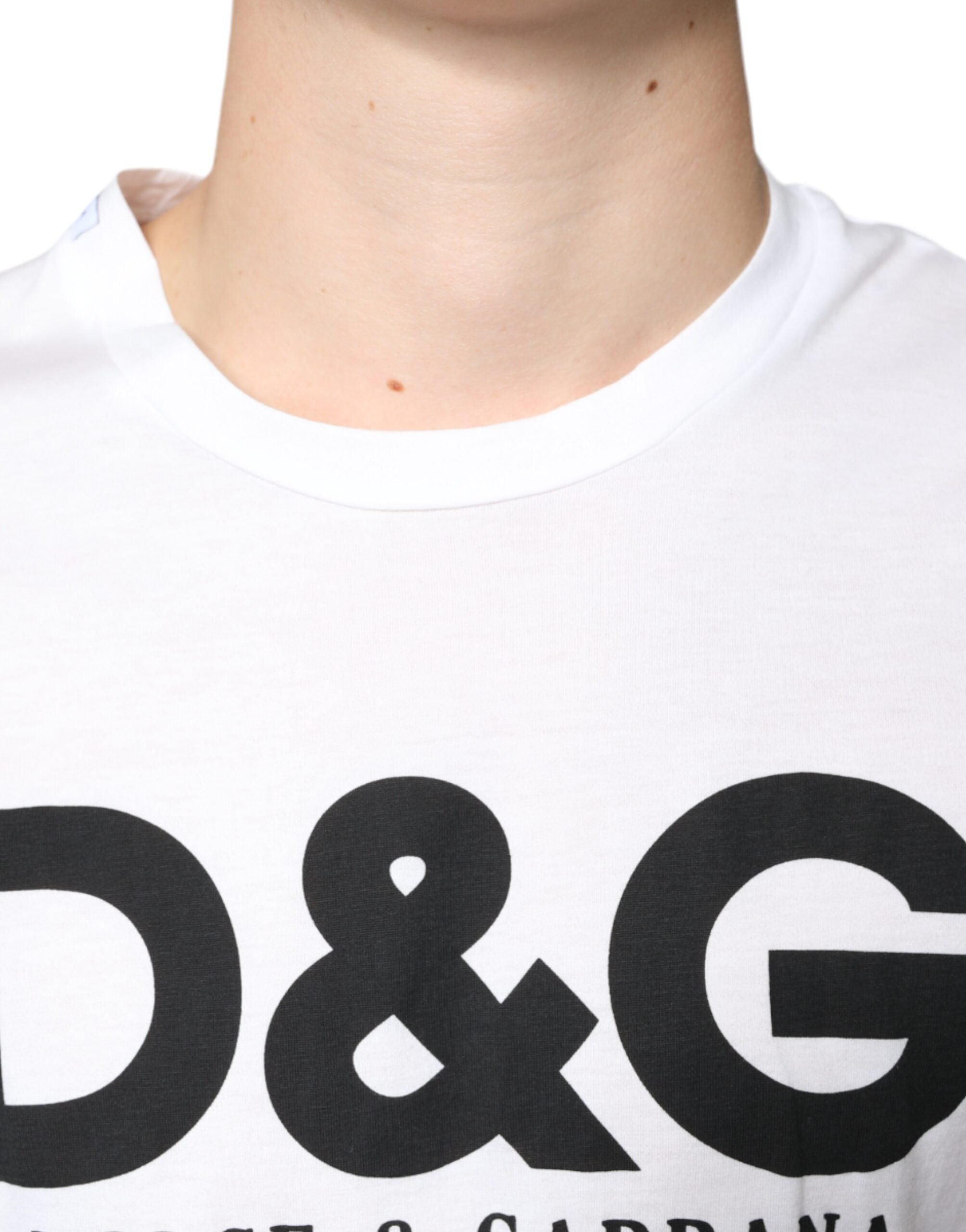 Dolce & Gabbana White Cotton DG Logo Print Casual T-shirt -   -  Dolce & Gabbana.
