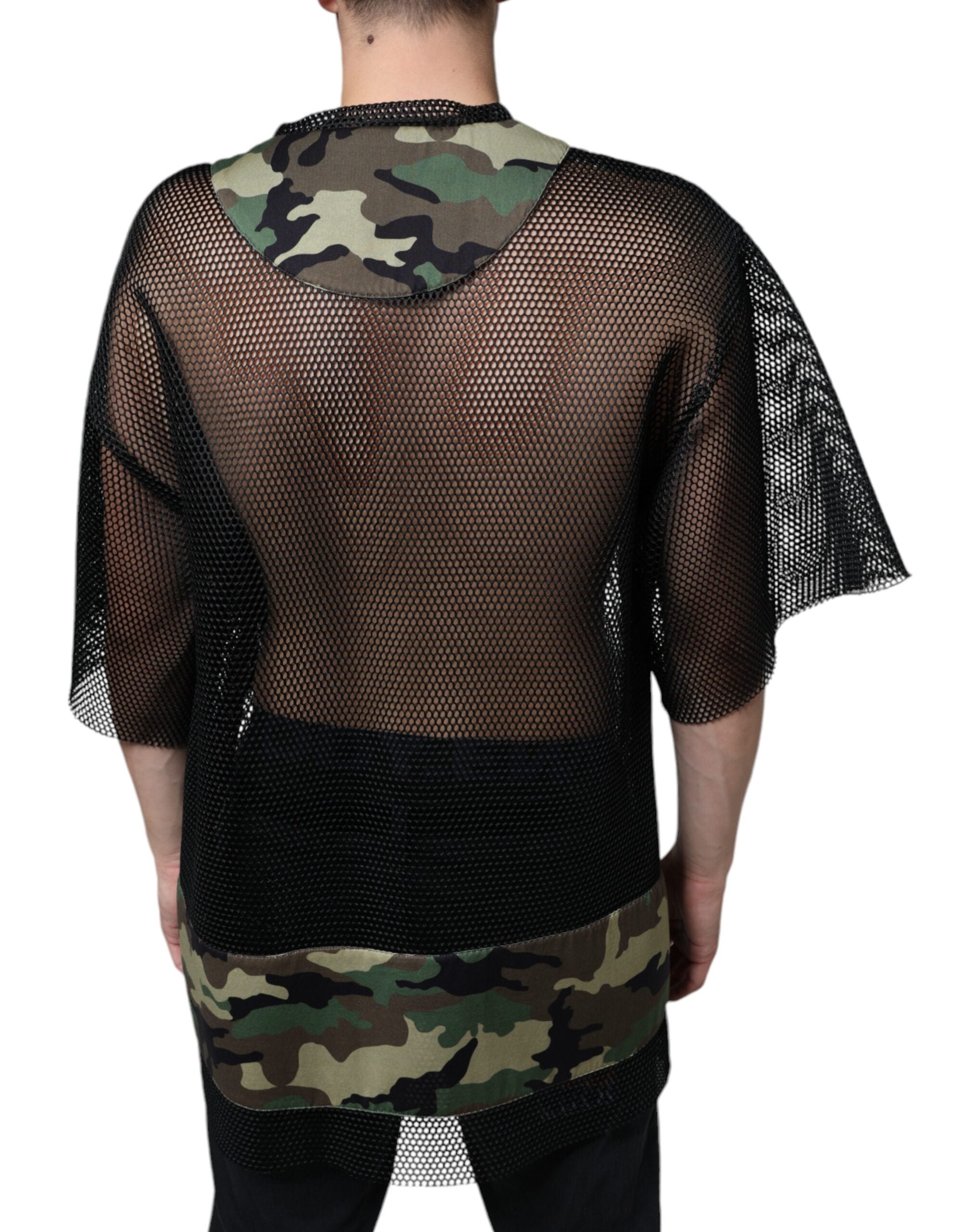 Dolce & Gabbana Black Mesh Camouflage Short Sleeves T-shirt -   -  Dolce & Gabbana.