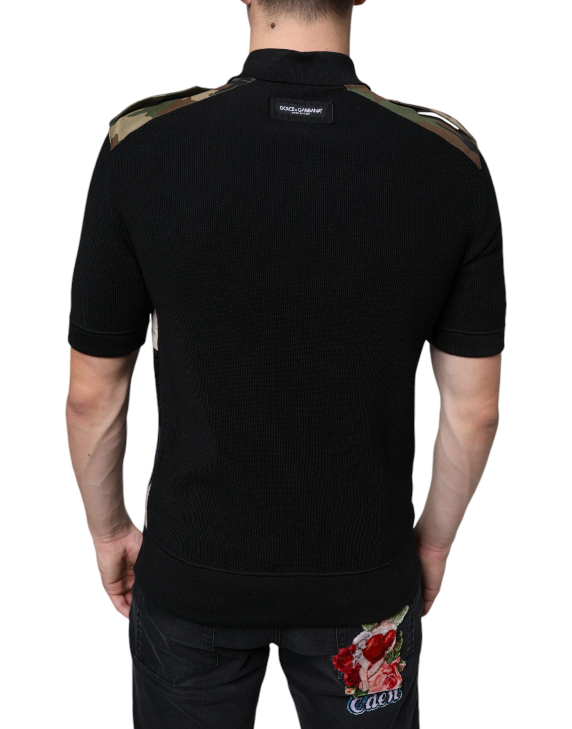 Dolce & Gabbana Multicolor Camouflage Patchwork Silk Polo T-shirt -   -  Dolce & Gabbana.