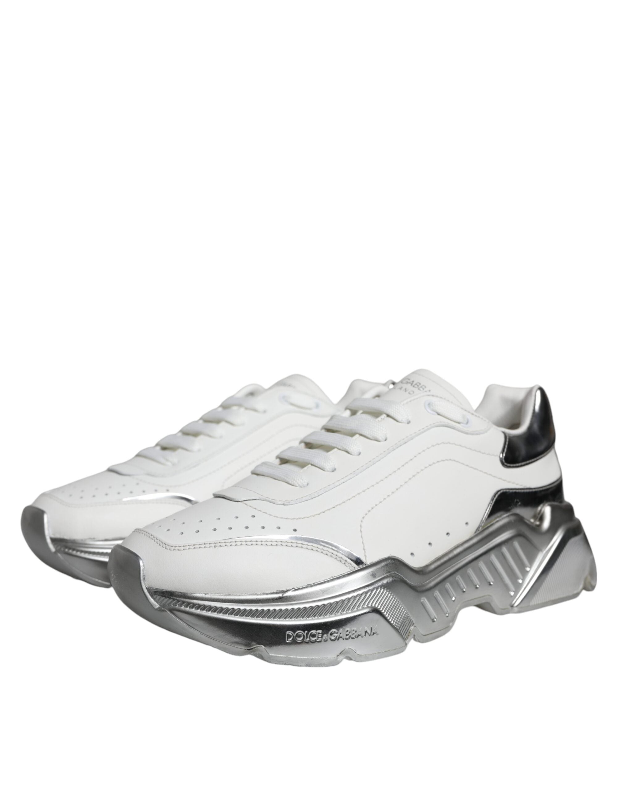 Dolce & Gabbana White Silver Daymaster Low Top Sneakers Shoes -   -  Dolce & Gabbana.