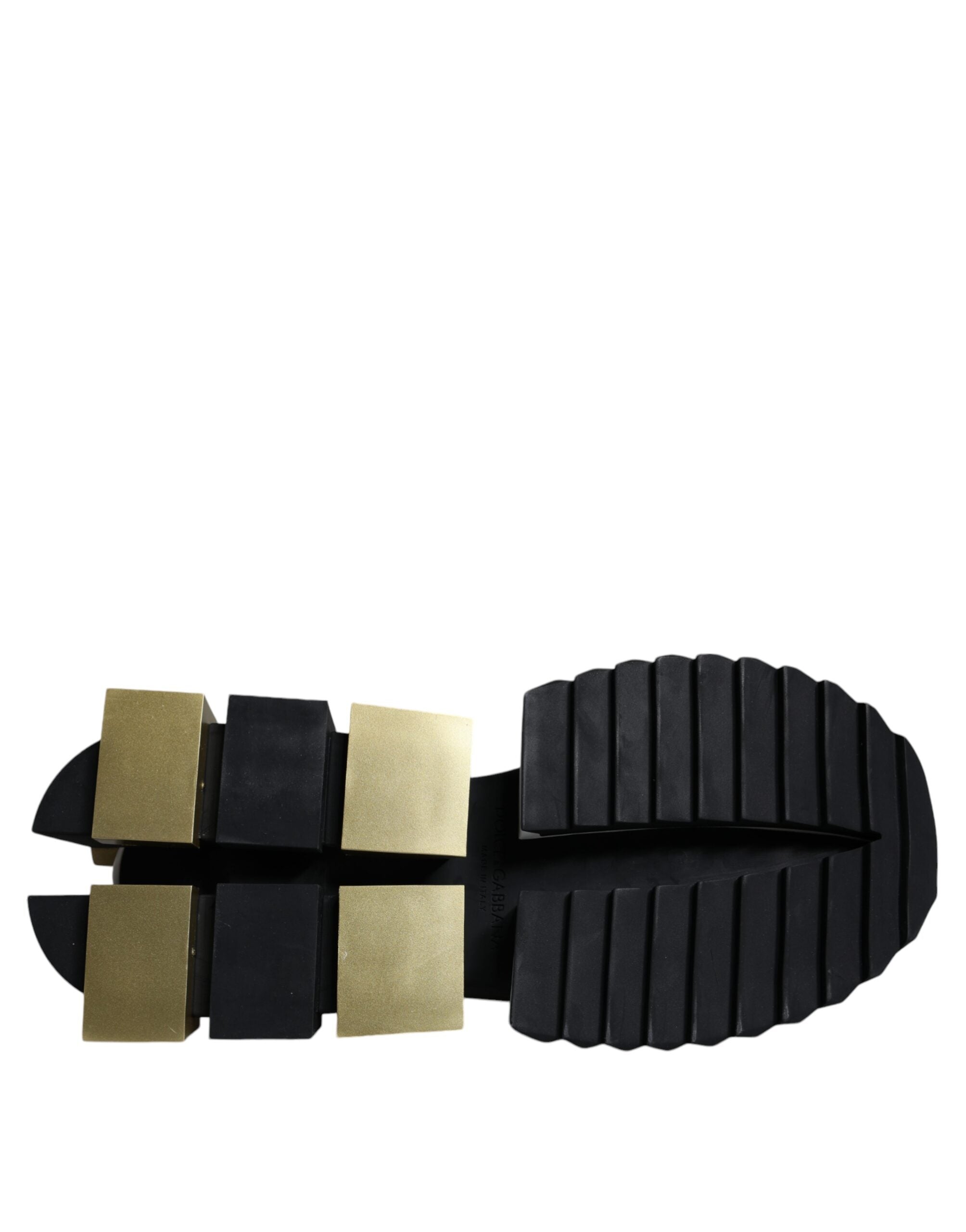 Dolce & Gabbana White Gold Black Leather SUPER KING Sneakers Shoes -   -  Dolce & Gabbana.