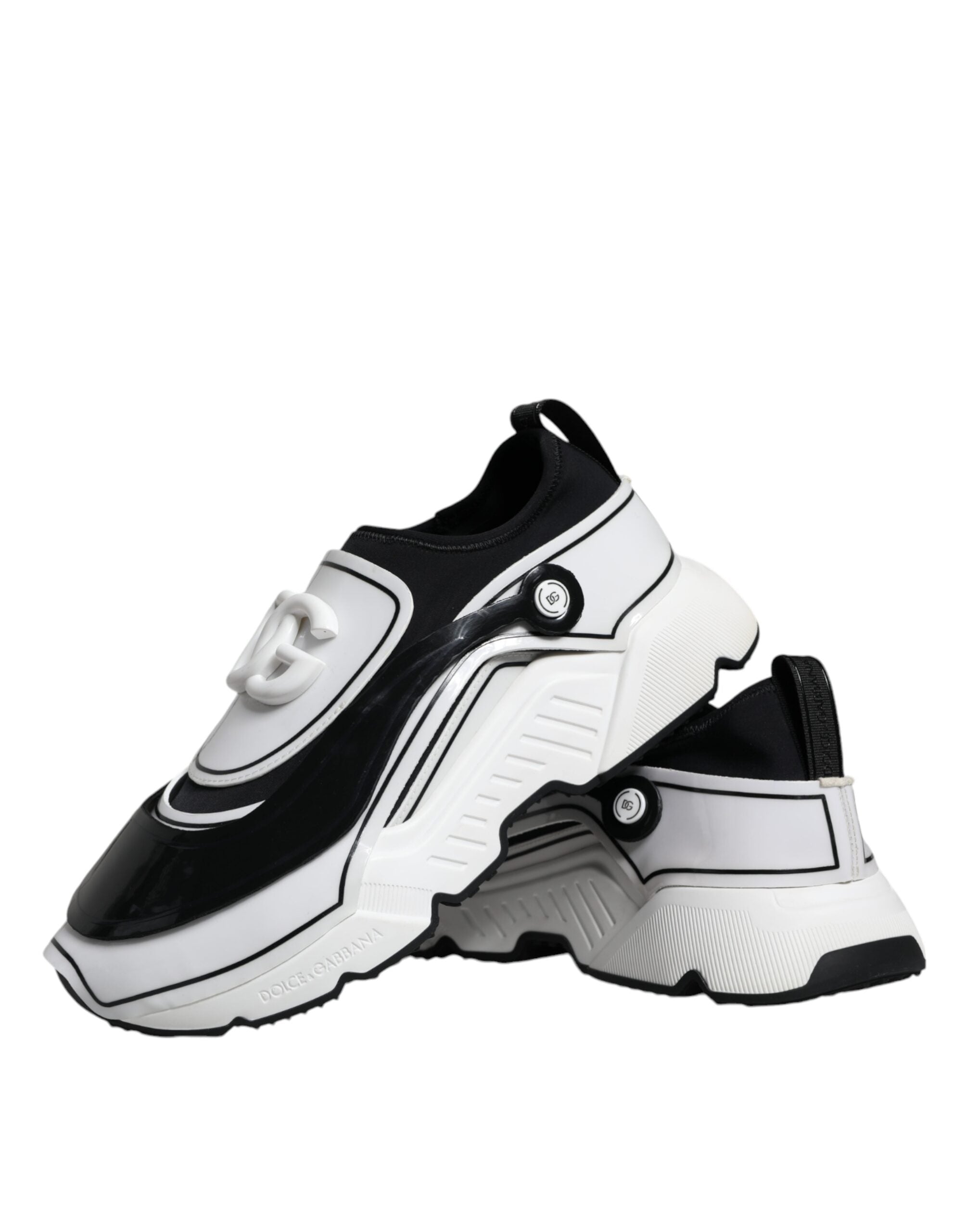 Dolce & Gabbana White Black Logo Plaque Daymaster Sneakers Shoes -   -  Dolce & Gabbana.