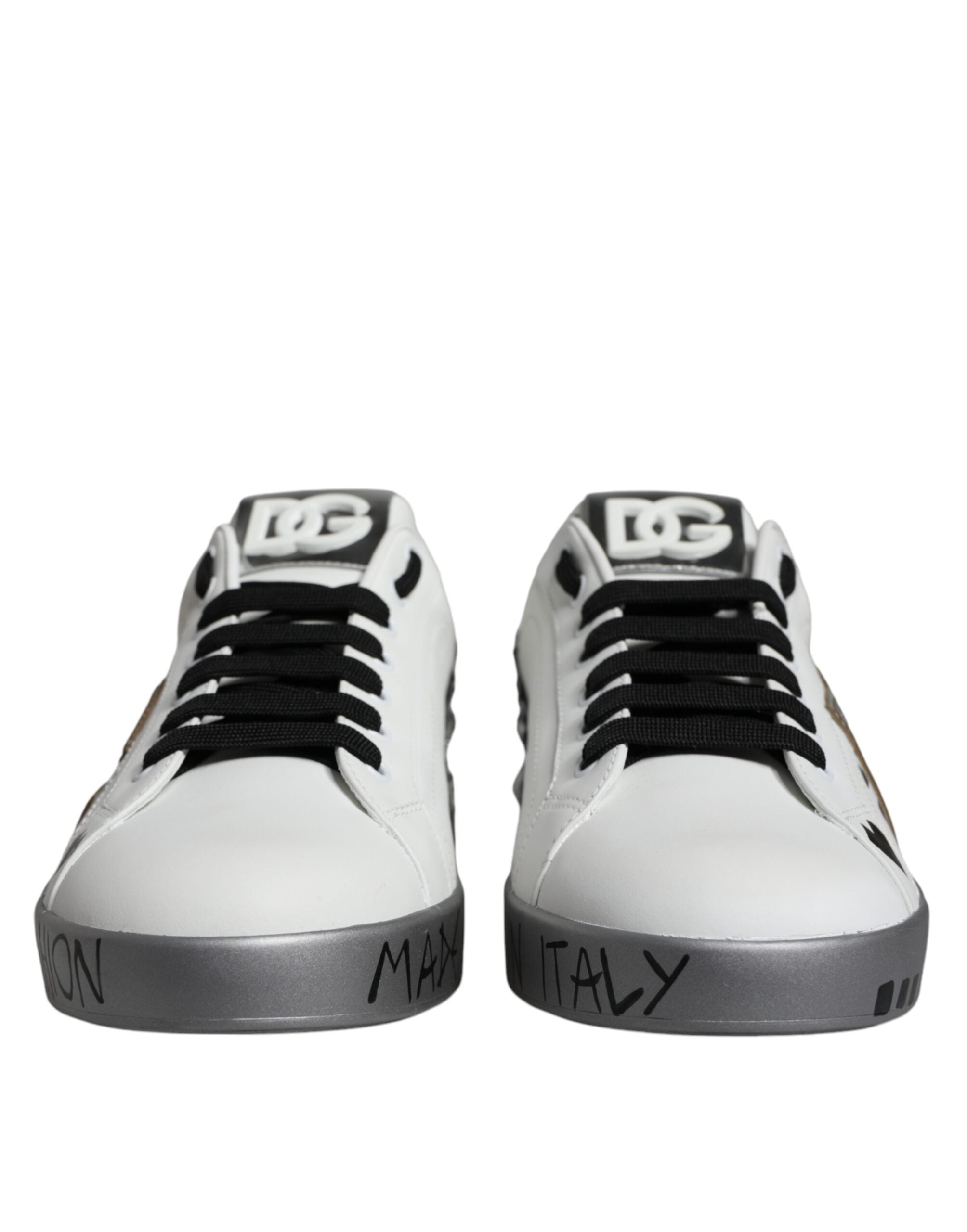 Dolce & Gabbana White Silver Crystal Logo Portofino Sneakers Shoes -   -  Dolce & Gabbana.