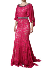 Dolce & Gabbana Pink Lace Crystal Sheath Long Gown Dress -   -  Dolce & Gabbana.