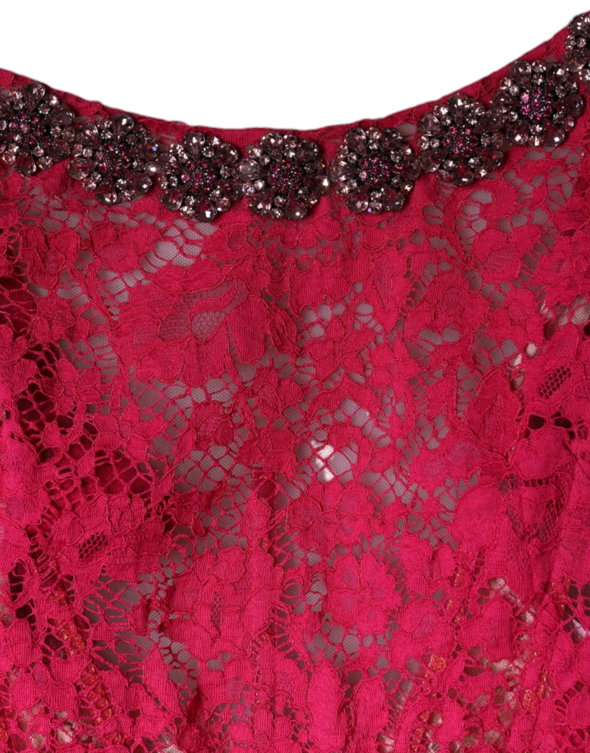 Dolce & Gabbana Pink Lace Crystal Sheath Long Gown Dress -   -  Dolce & Gabbana.