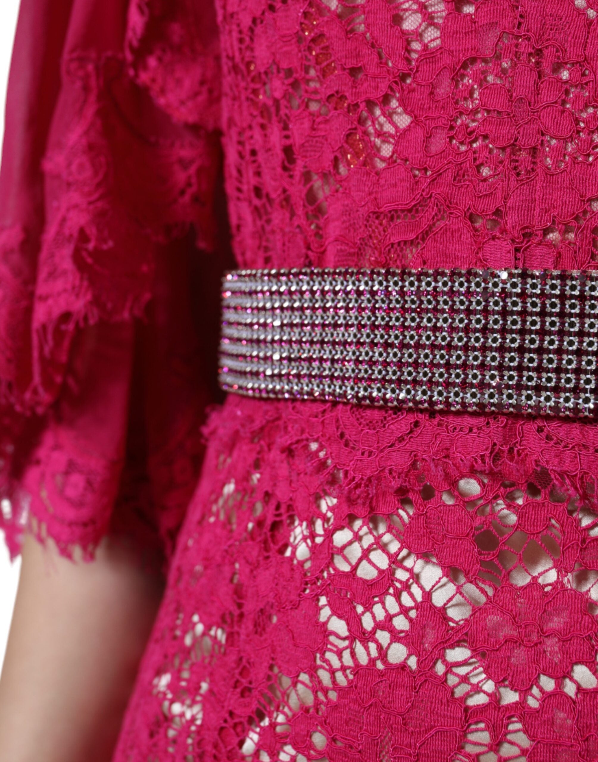 Dolce & Gabbana Pink Lace Crystal Sheath Long Gown Dress -   -  Dolce & Gabbana.