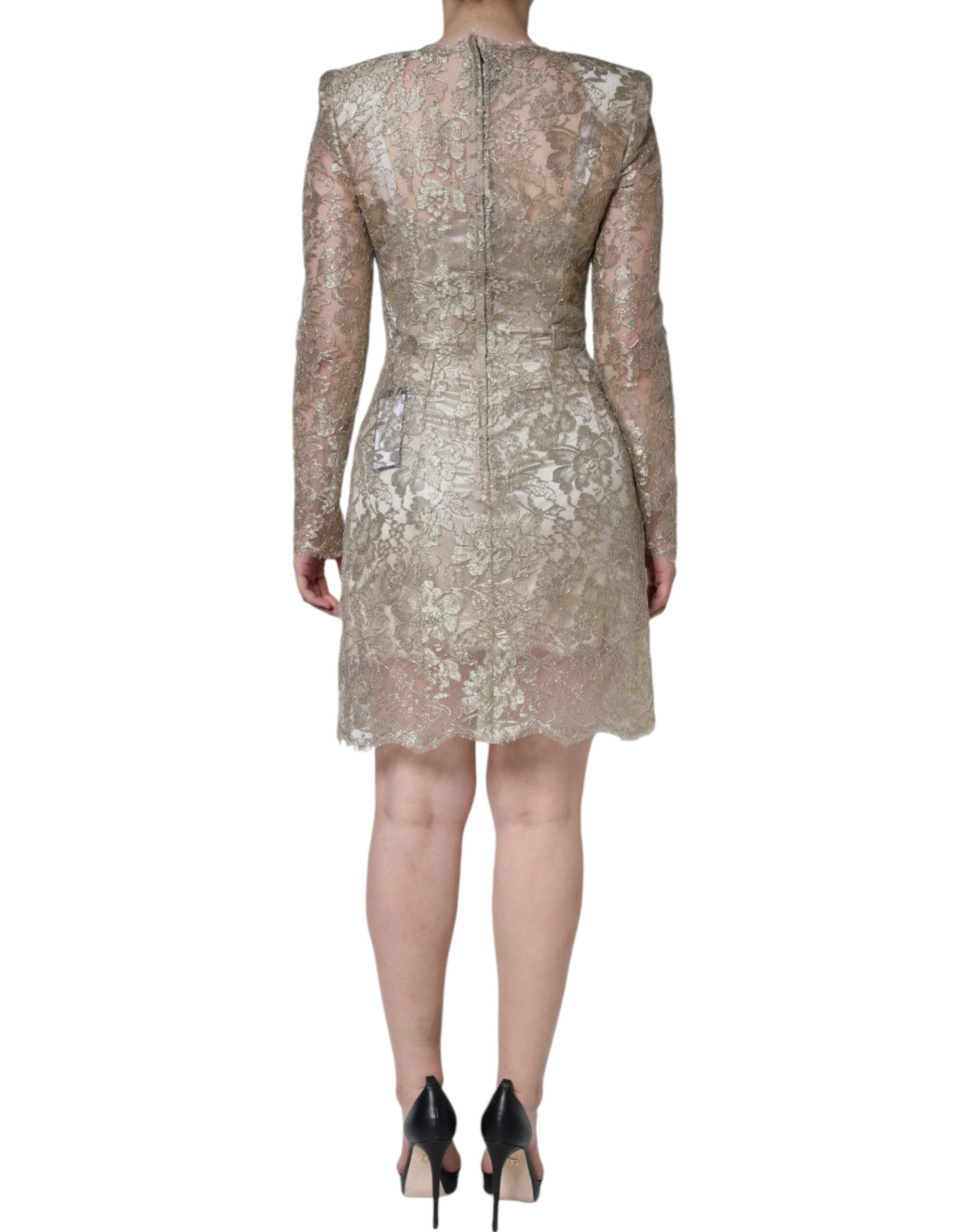 Dolce & Gabbana Gold Floral Lace A-line Sheath Mini Dress -   -  Dolce & Gabbana.