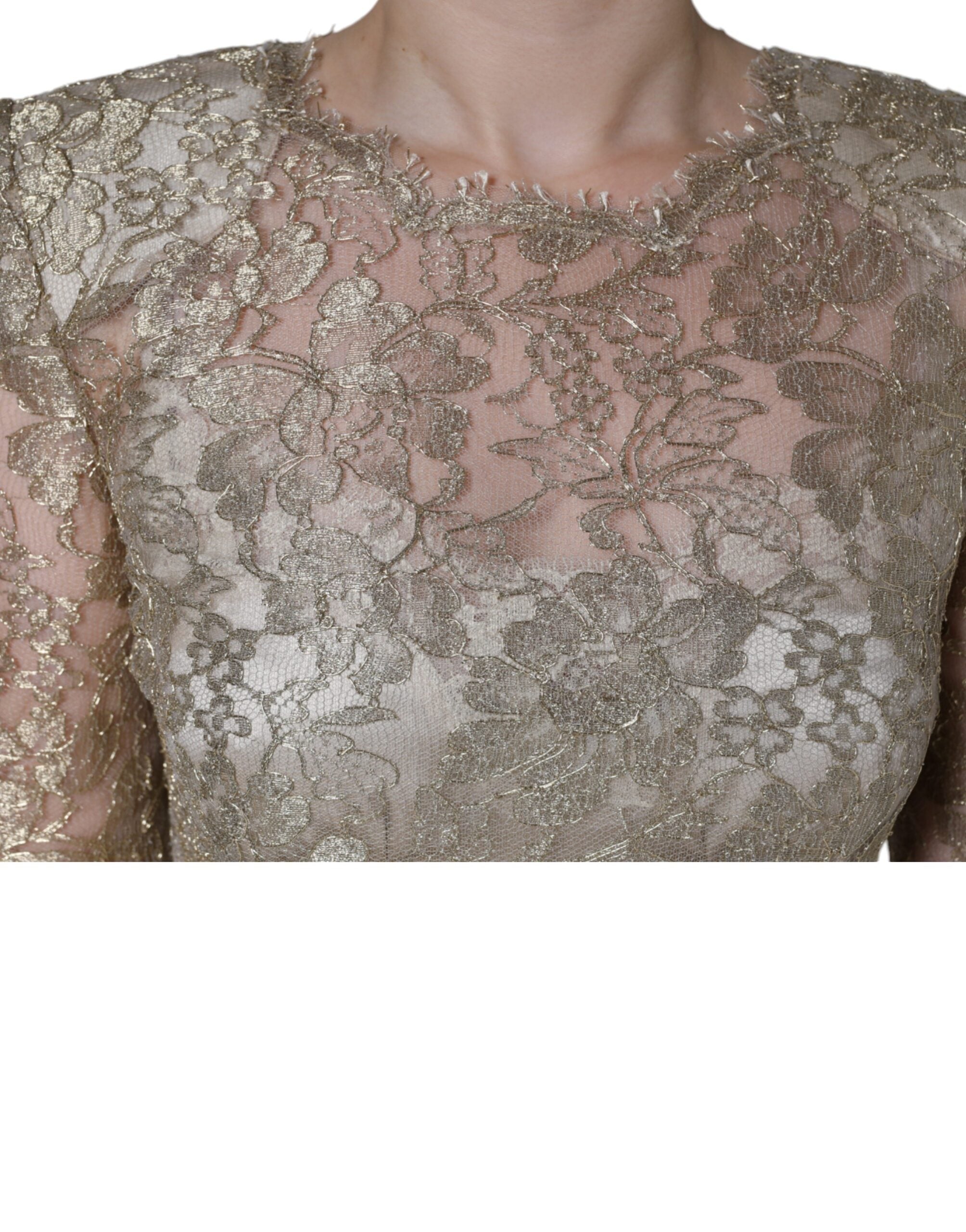 Dolce & Gabbana Gold Floral Lace A-line Sheath Mini Dress -   -  Dolce & Gabbana.