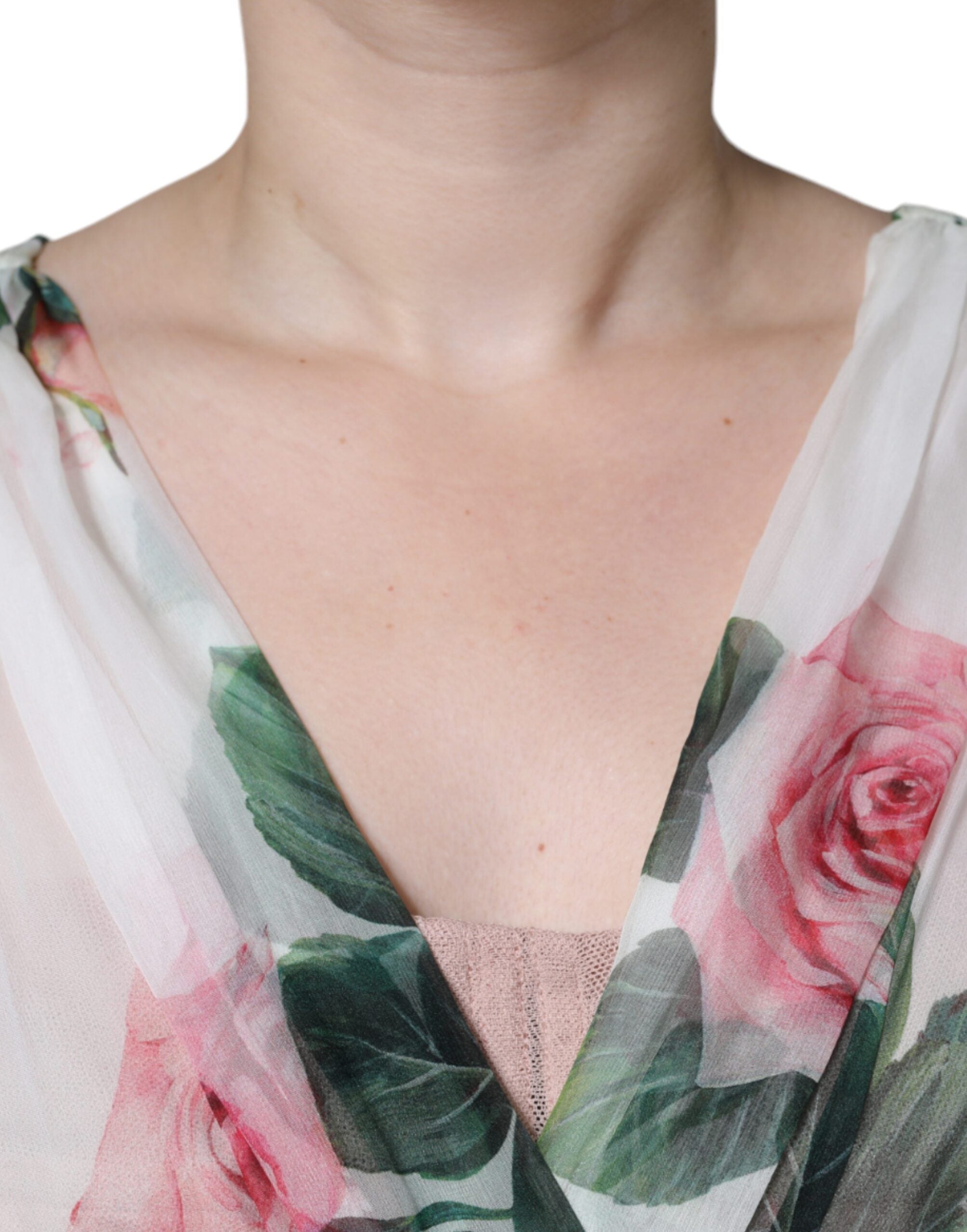 Dolce & Gabbana White Silk Floral Print A-line Midi Dress -   -  Dolce & Gabbana.