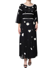 Dolce & Gabbana Black Silk Daisy A-line Long Maxi Dress -   -  Dolce & Gabbana.