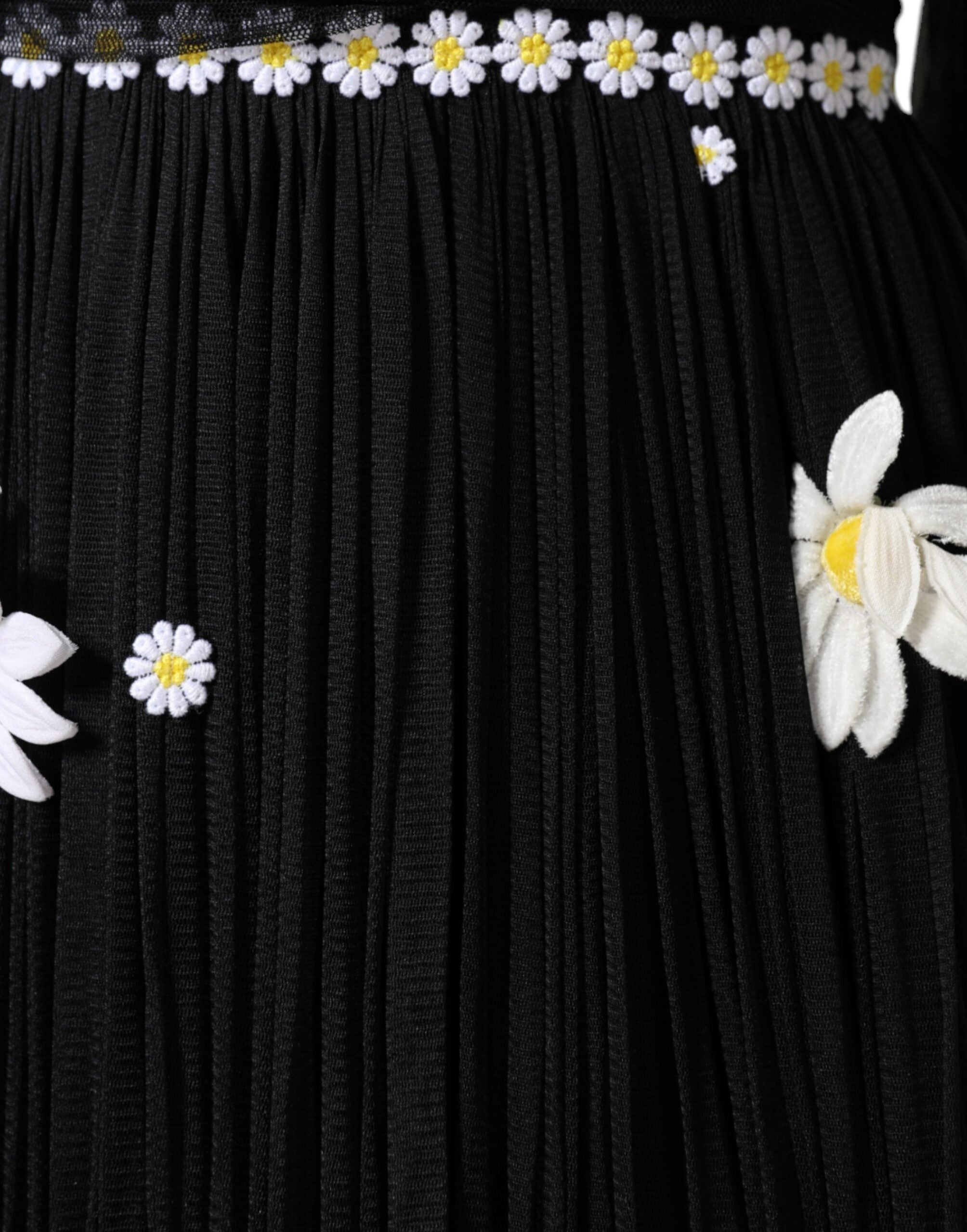 Dolce & Gabbana Black Silk Daisy A-line Long Maxi Dress -   -  Dolce & Gabbana.