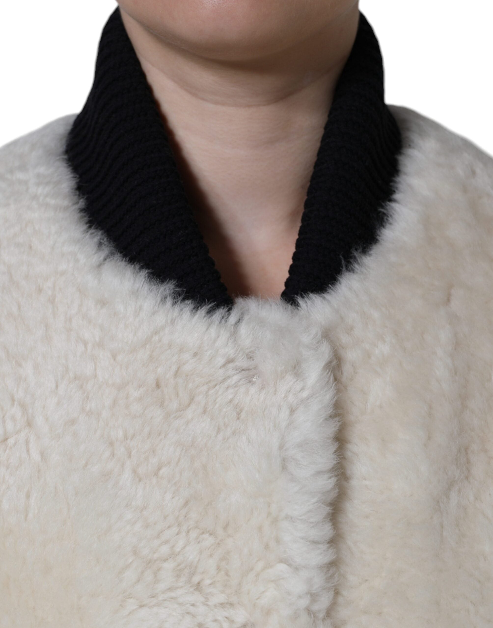 Burberry White WARRENFORD Shearling Leather Vest Coat Jacket -   -  Burberry.