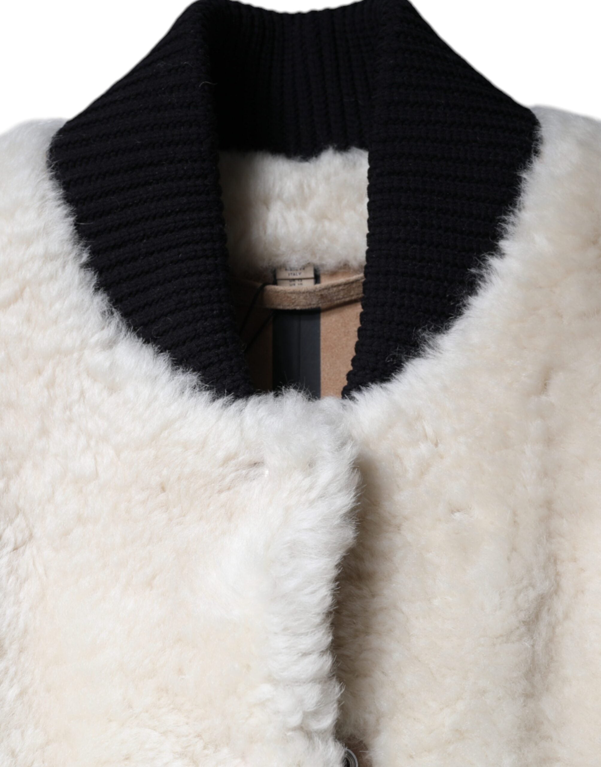 Burberry White WARRENFORD Shearling Leather Vest Coat Jacket -   -  Burberry.