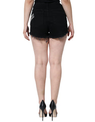 Dolce & Gabbana Black Cotton Stretch Strass Hot Pants Shorts -   -  Dolce & Gabbana.
