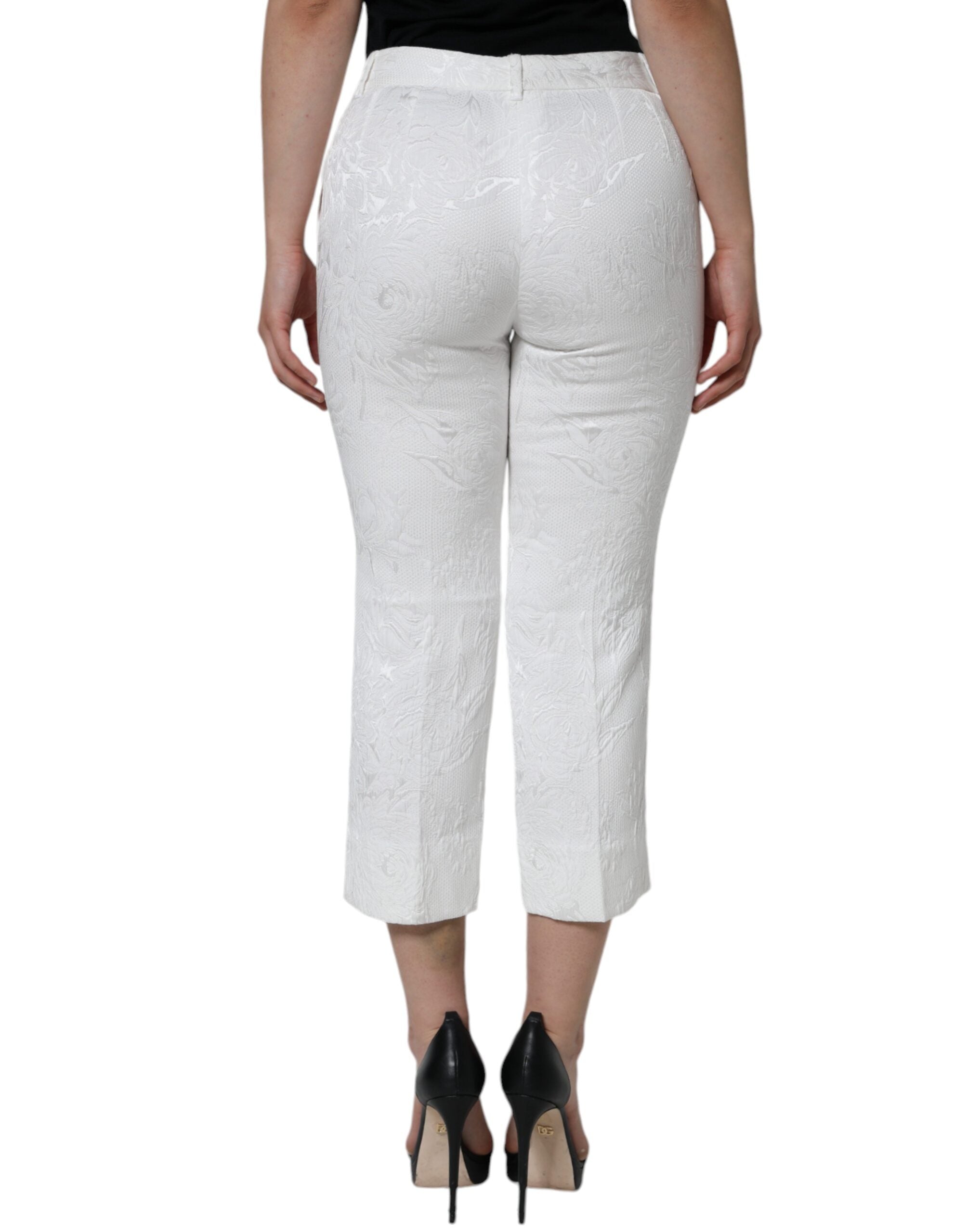 Dolce & Gabbana White Floral Brocade Cotton Cropped Pants -   -  Dolce & Gabbana.