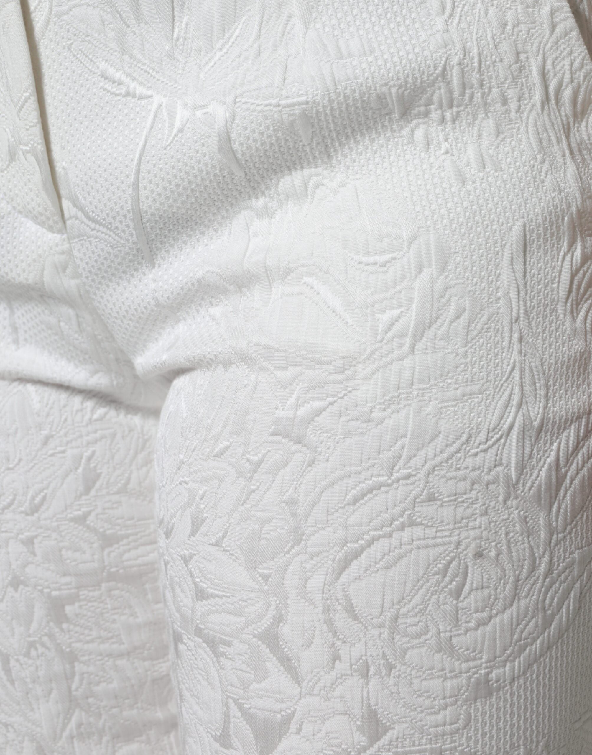 Dolce & Gabbana White Floral Brocade Cotton Cropped Pants -   -  Dolce & Gabbana.