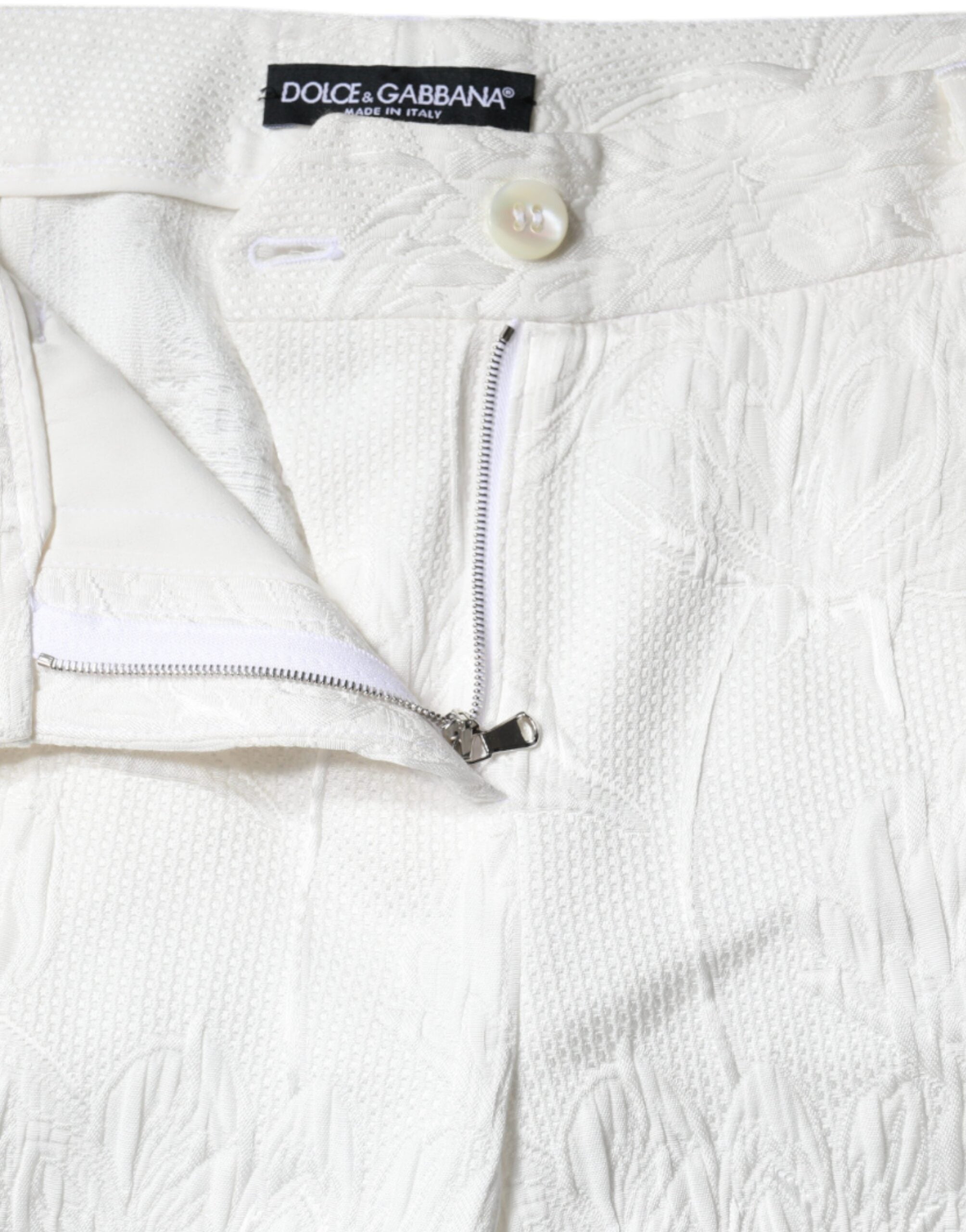 Dolce & Gabbana White Floral Brocade Cotton Cropped Pants -   -  Dolce & Gabbana.