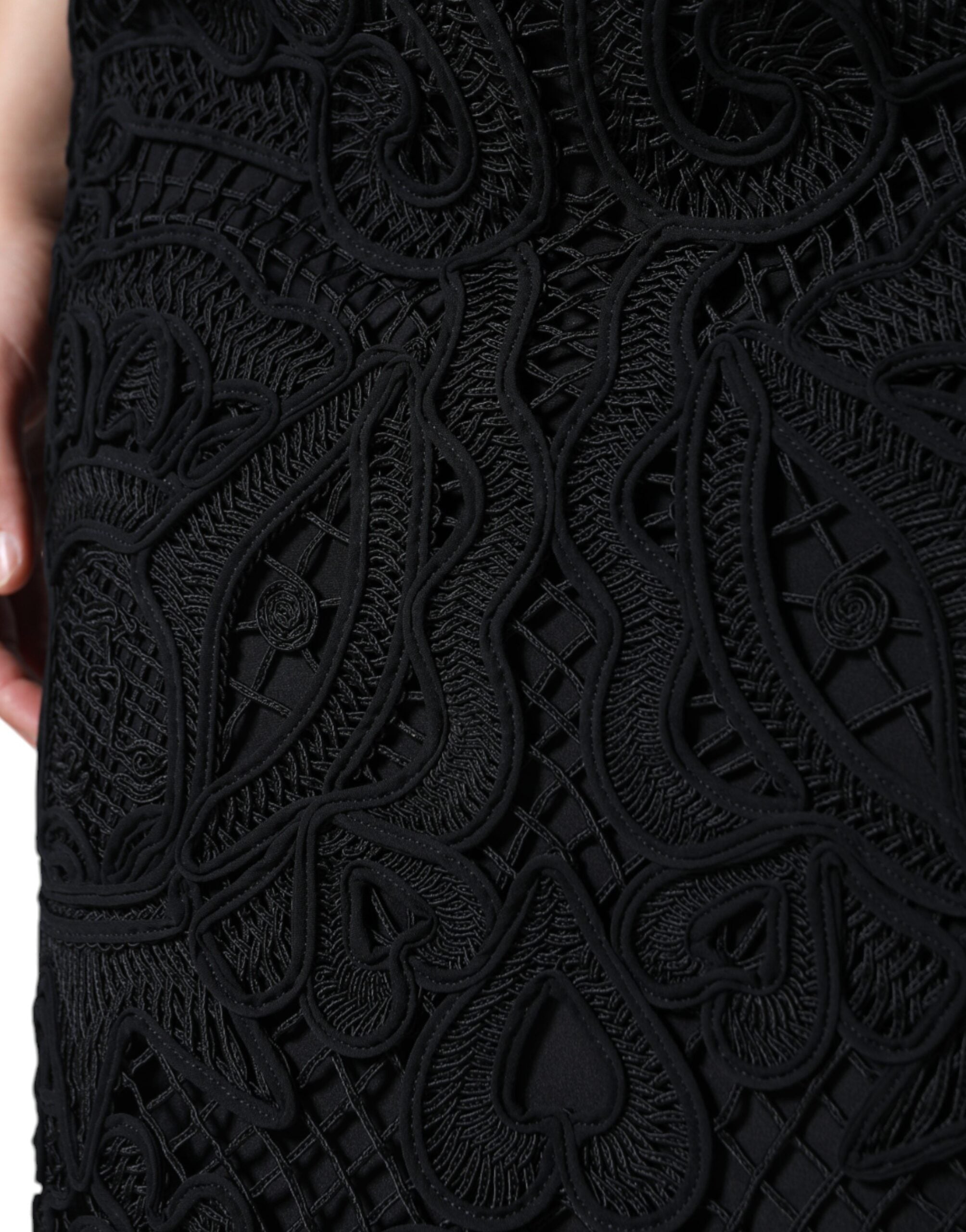 Dolce & Gabbana Black Floral Lace High Waist Pencil Cut Skirt -   -  Dolce & Gabbana.