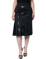 Dolce & Gabbana Black DG Monogram Pleated Midi Skirt -   -  Dolce & Gabbana.