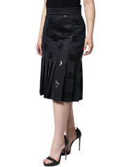 Dolce & Gabbana Black DG Monogram Pleated Midi Skirt -   -  Dolce & Gabbana.