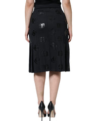 Dolce & Gabbana Black DG Monogram Pleated Midi Skirt -   -  Dolce & Gabbana.