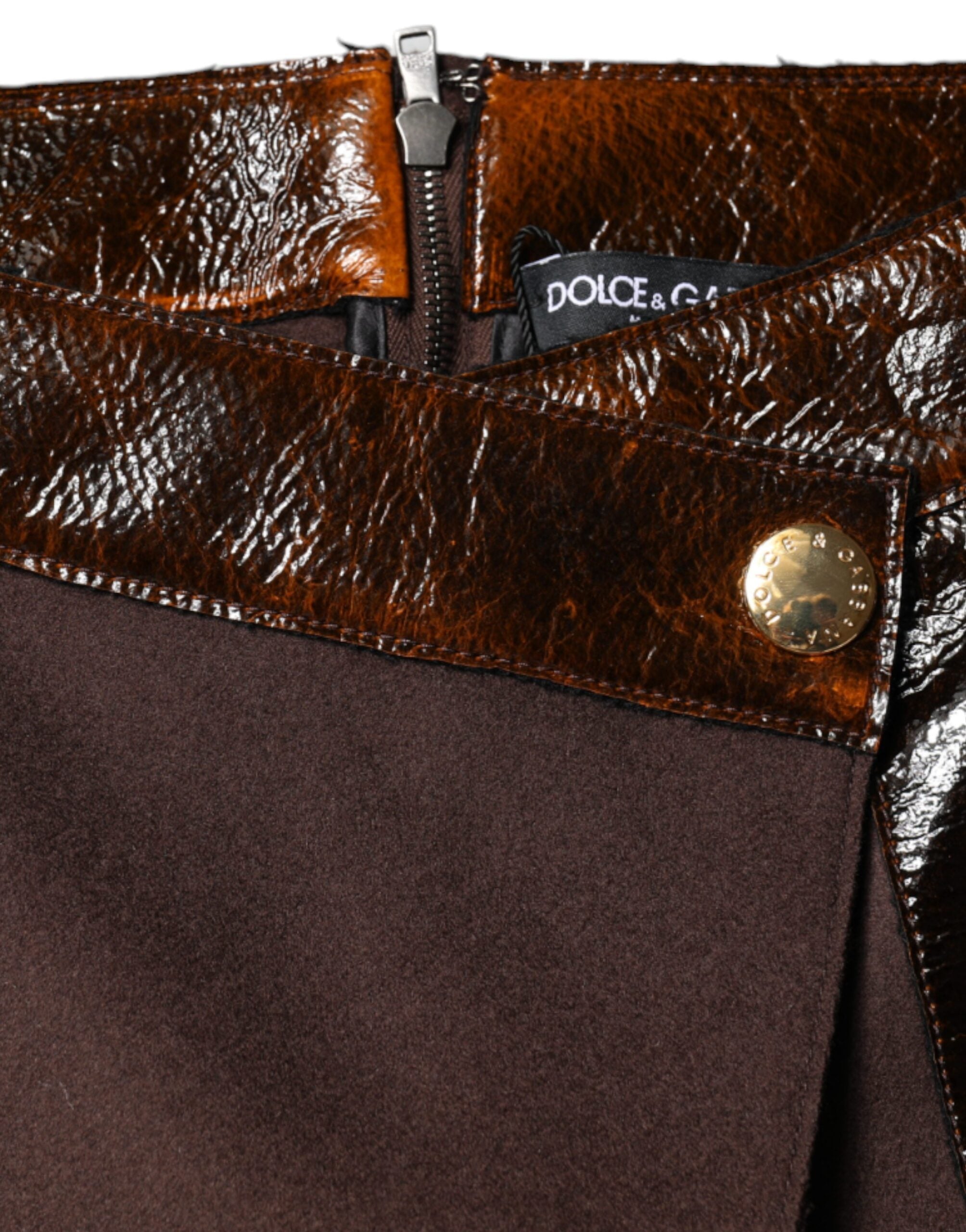 Dolce & Gabbana Brown Virgin Wool Mid Waist A-line Mini Skirt -   -  Dolce & Gabbana.