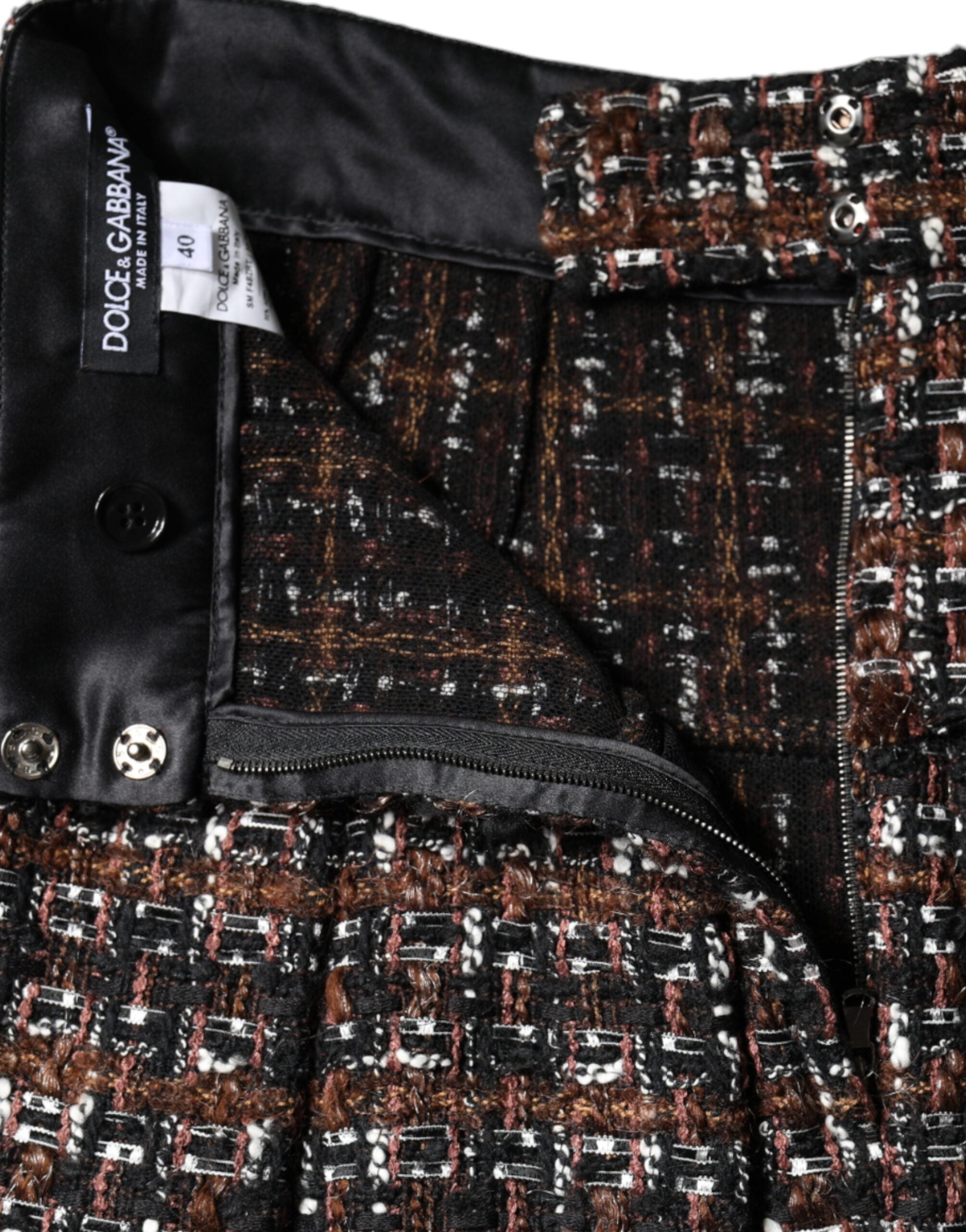 Dolce & Gabbana Multicolor High Waist Tartan Tweed A-line Mini Skirt -   -  Dolce & Gabbana.