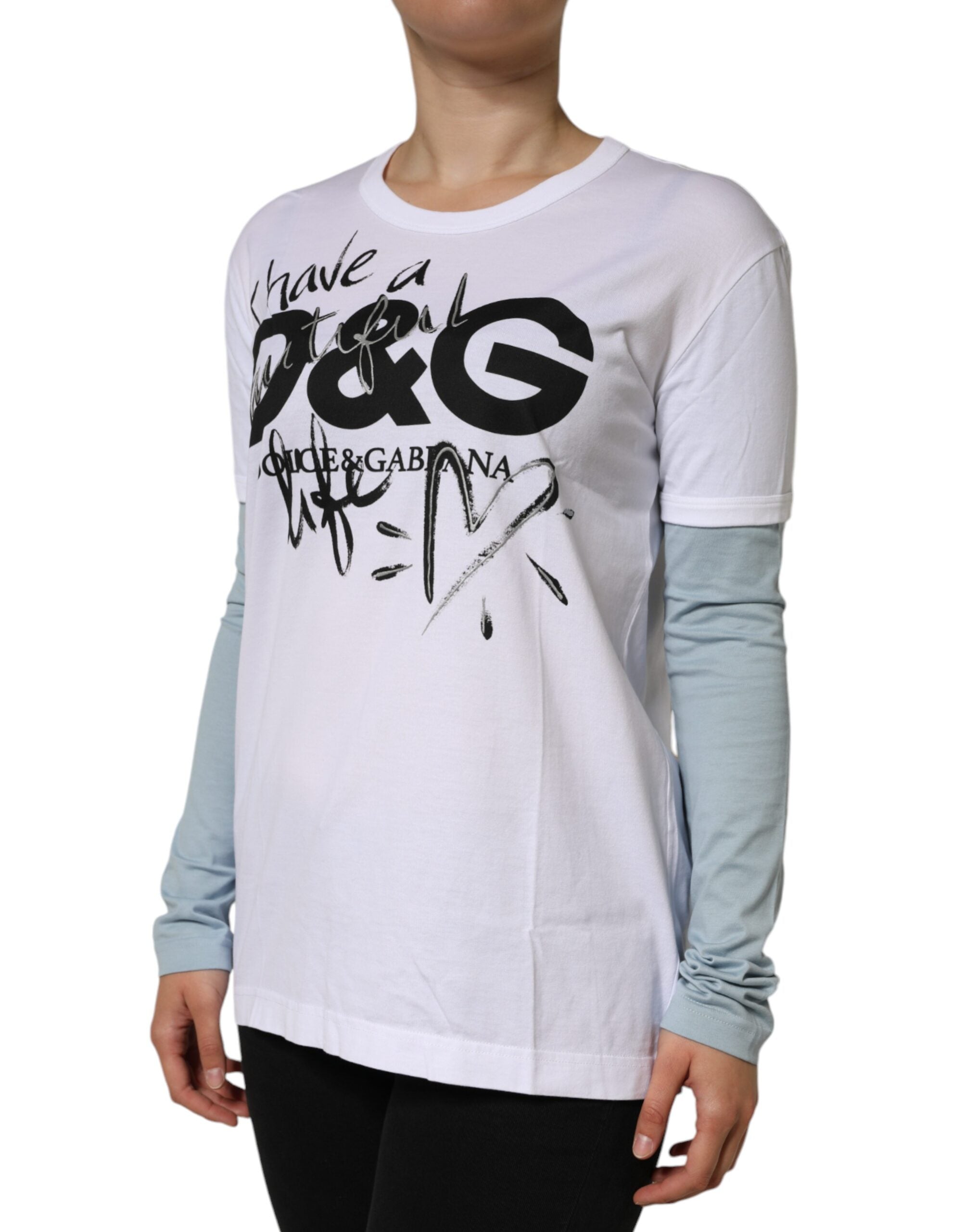 Dolce & Gabbana White Cotton Logo Print Round Neck T-shirt -   -  Dolce & Gabbana.