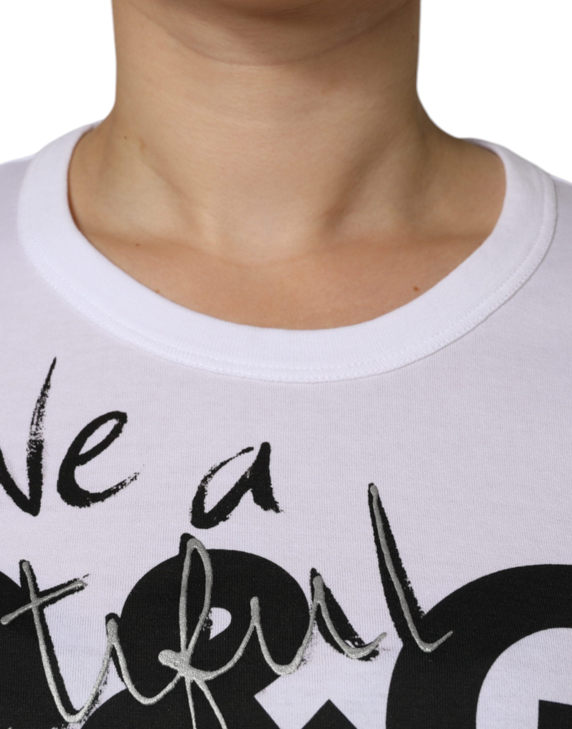 Dolce & Gabbana White Cotton Logo Print Round Neck T-shirt -   -  Dolce & Gabbana.