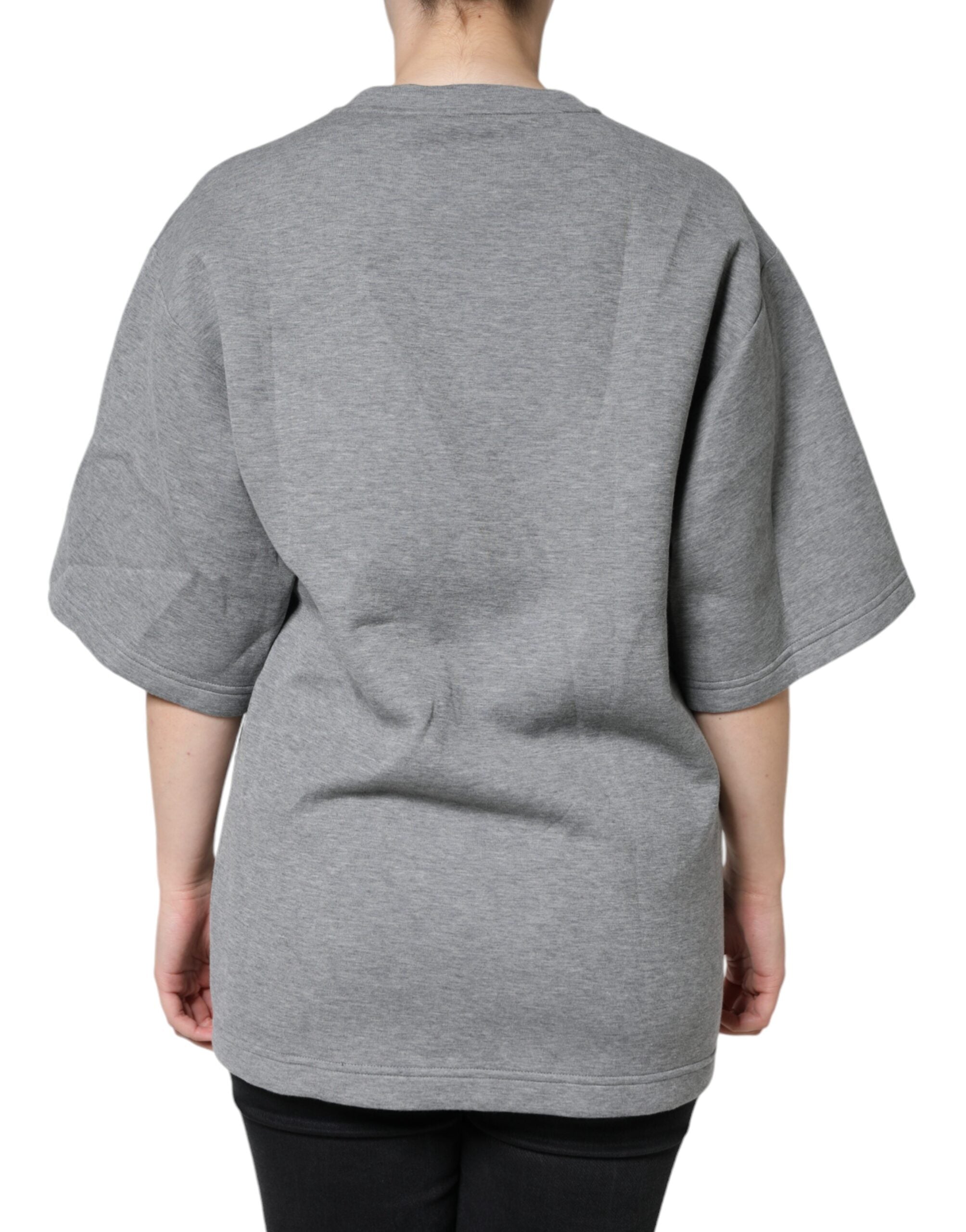 Dolce & Gabbana Gray Cotton Blend Embellished Tee T-shirt -   -  Dolce & Gabbana.