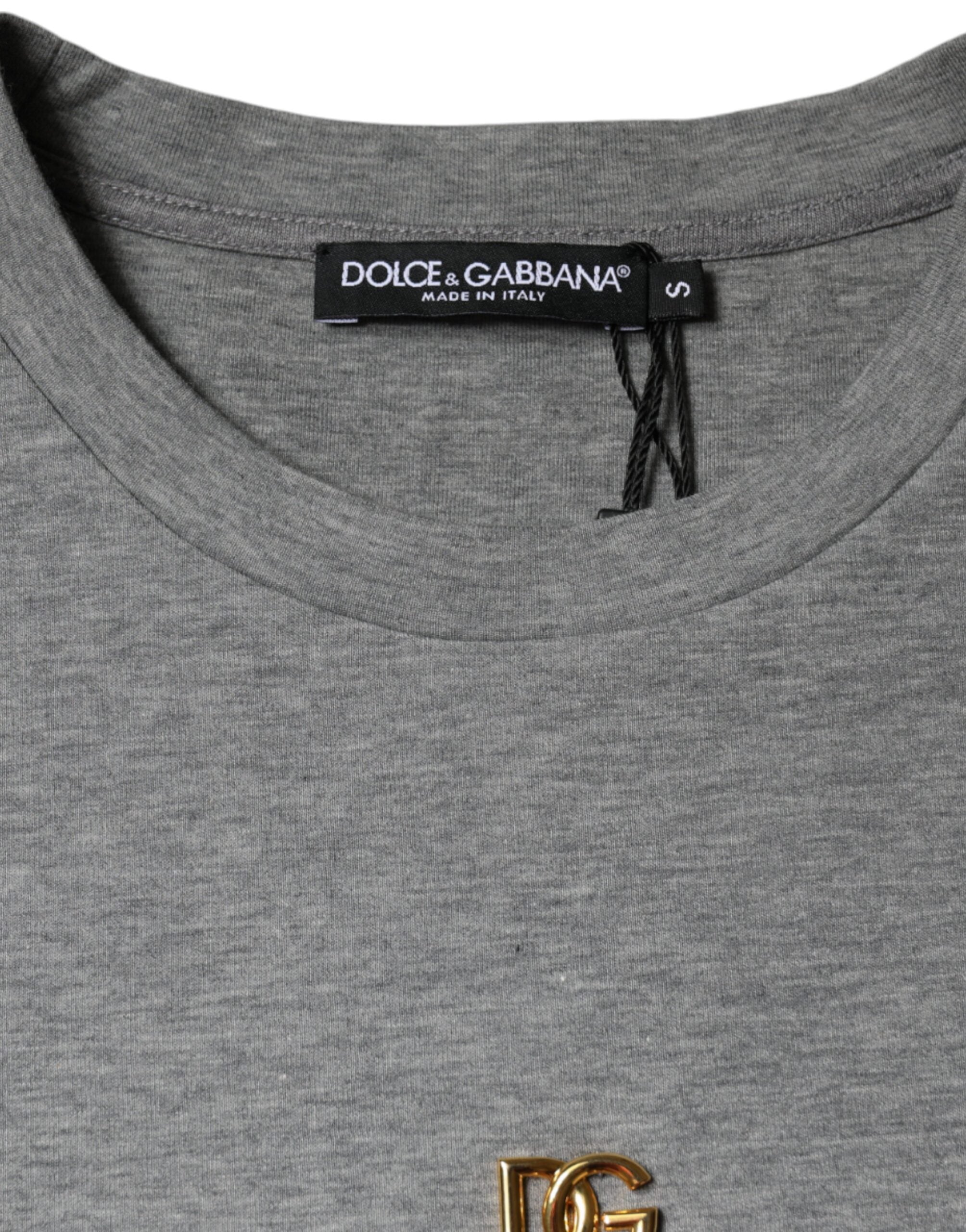 Dolce & Gabbana Gray Cotton Blend Embellished Tee T-shirt -   -  Dolce & Gabbana.