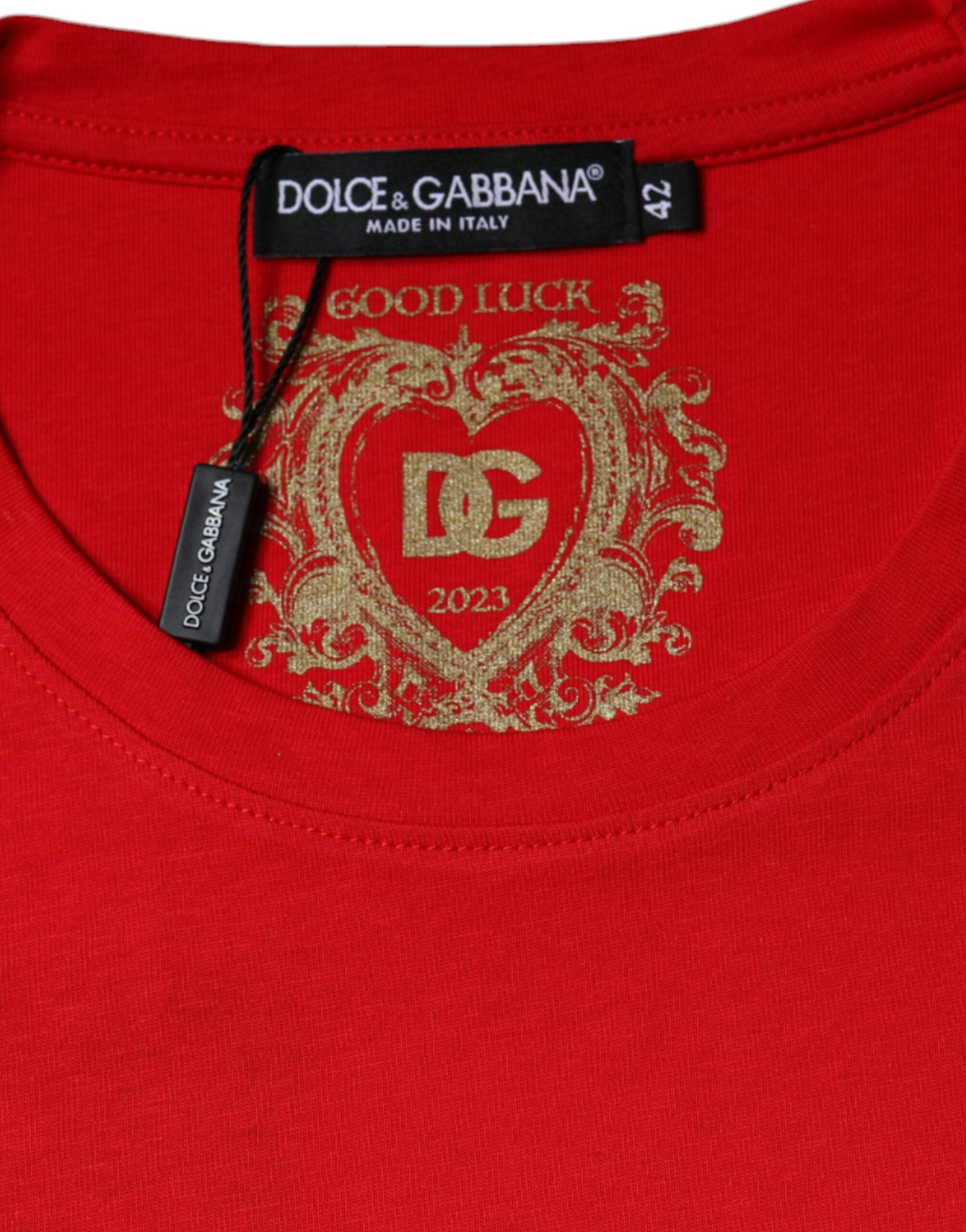 Dolce & Gabbana Red Cotton Crew Neck Short Sleeve Tee T-shirt -   -  Dolce & Gabbana.