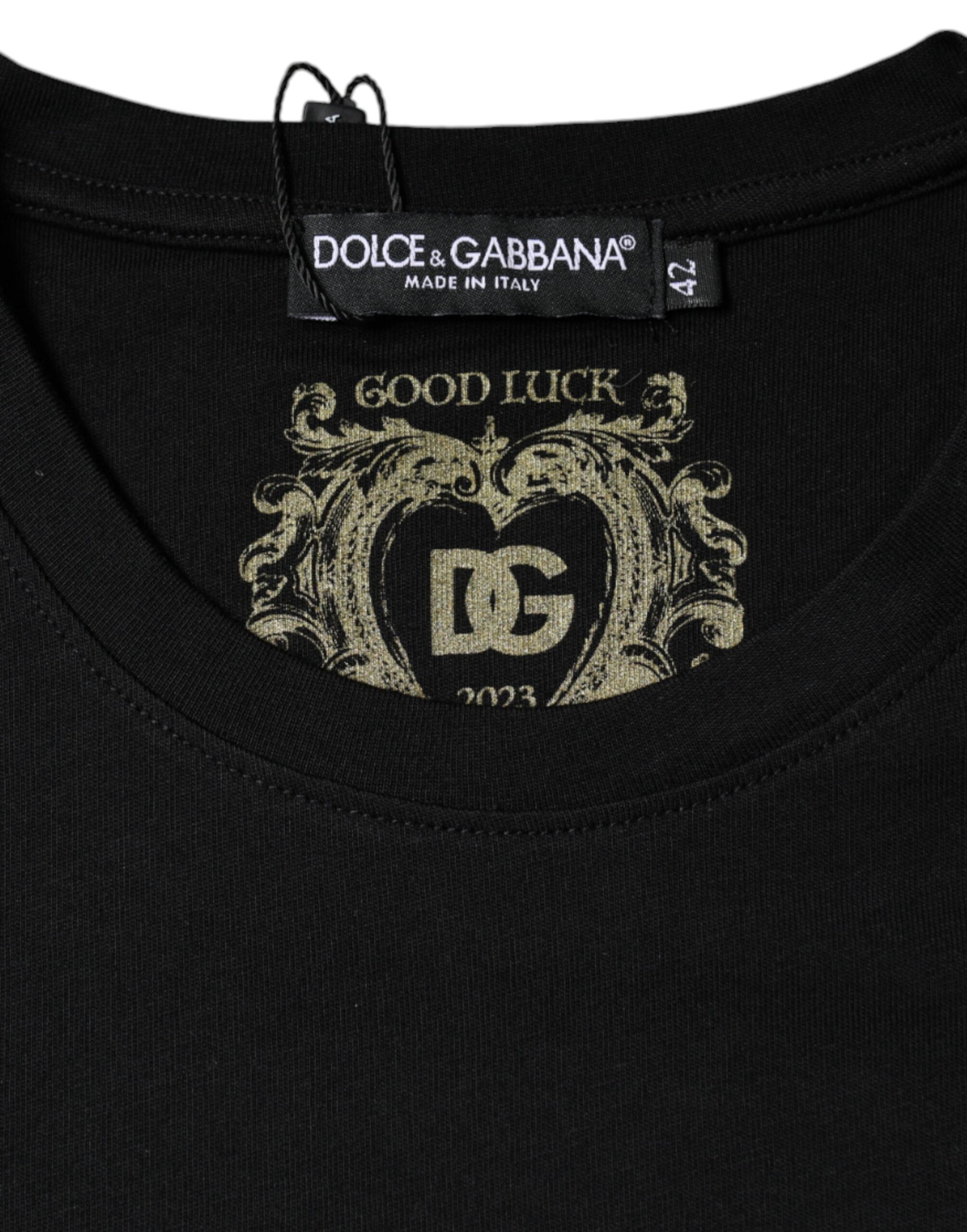 Dolce & Gabbana Black Cotton Crew Neck Short Sleeve T-shirt -   -  Dolce & Gabbana.