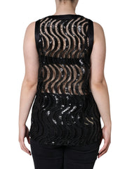 Dolce & Gabbana Black Sequin Sleeveless Tank Blouse Top -   -  Dolce & Gabbana.