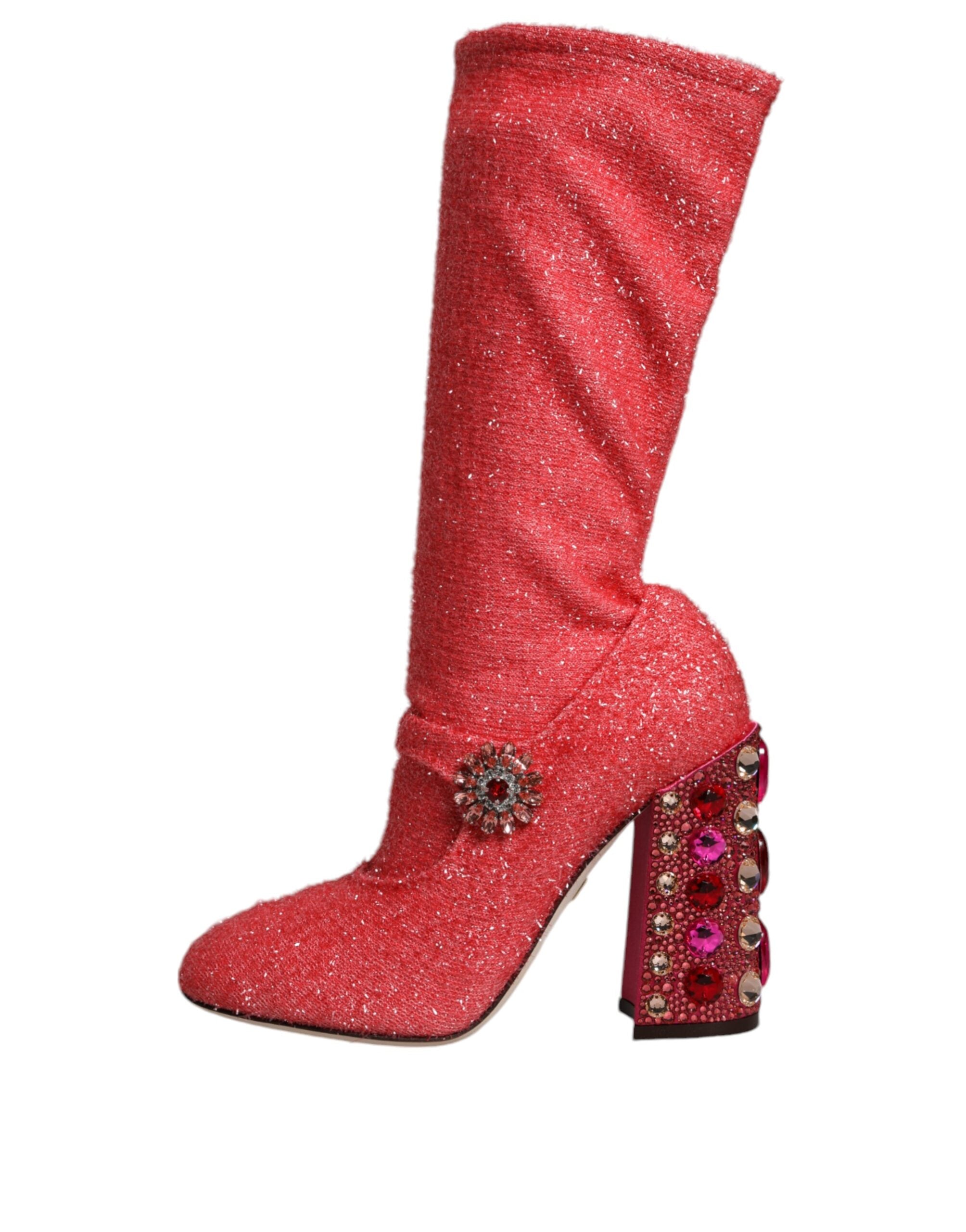 Dolce & Gabbana Pink Crystal Lurex Fantasy High Boots Shoes -   -  Dolce & Gabbana.