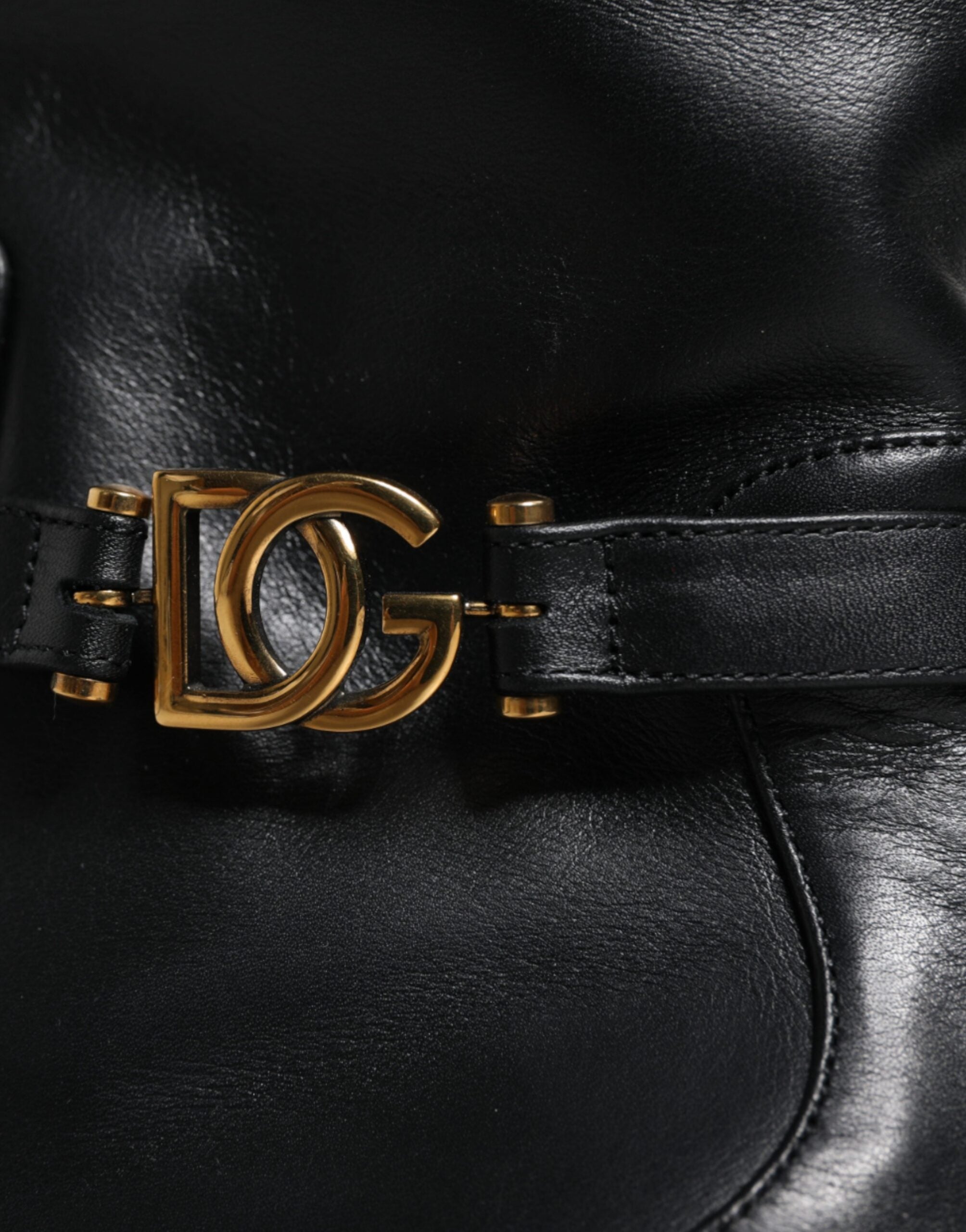 Dolce & Gabbana Black Leather Logo Mid Calf Boots Shoes -   -  Dolce & Gabbana.