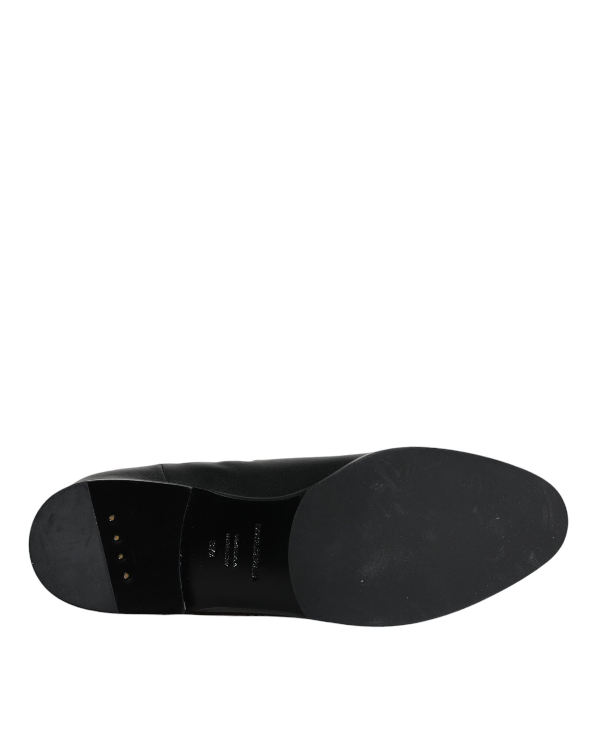 Dolce & Gabbana Black Leather Logo Mid Calf Boots Shoes -   -  Dolce & Gabbana.