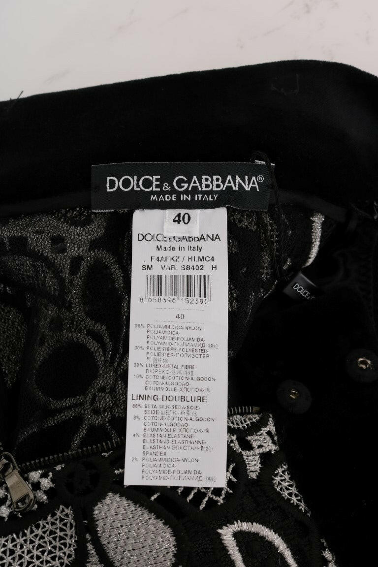 Dolce & Gabbana Floral Macramé Lace Crystal Button Skirt -   -  Dolce & Gabbana.