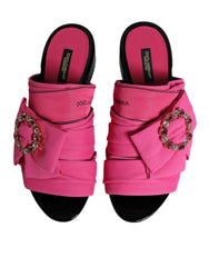 Dolce & Gabbana Pink Black Crystal Slides Sandals Shoes -   -  Dolce & Gabbana.