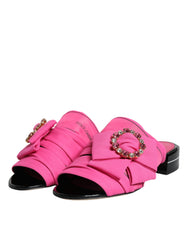 Dolce & Gabbana Pink Black Crystal Slides Sandals Shoes -   -  Dolce & Gabbana.