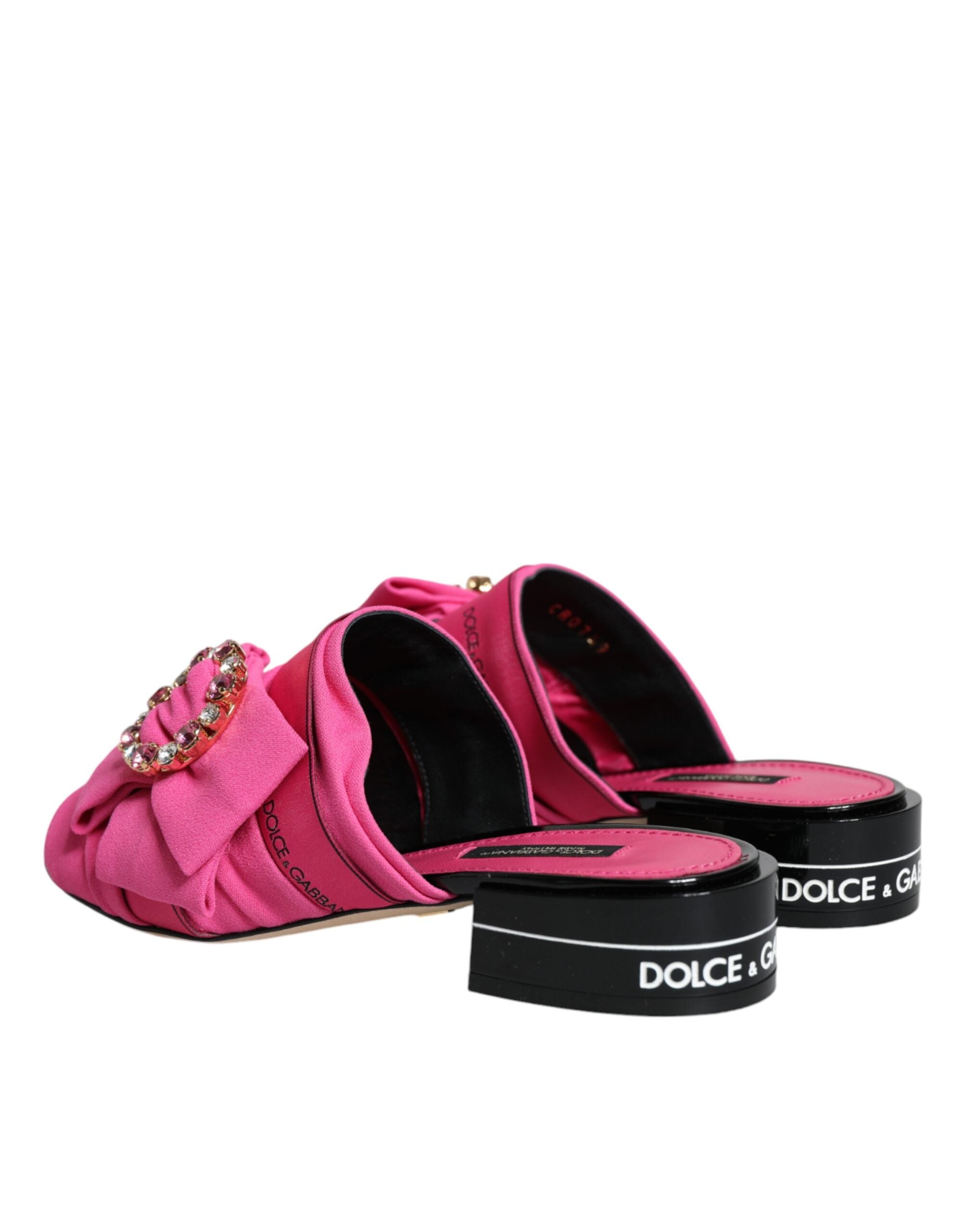 Dolce & Gabbana Pink Black Crystal Slides Sandals Shoes -   -  Dolce & Gabbana.