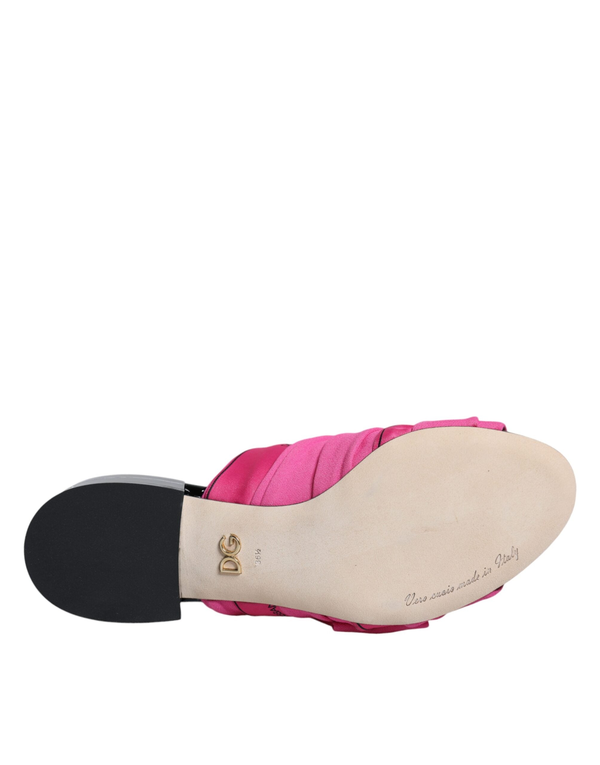 Dolce & Gabbana Pink Black Crystal Slides Sandals Shoes -   -  Dolce & Gabbana.