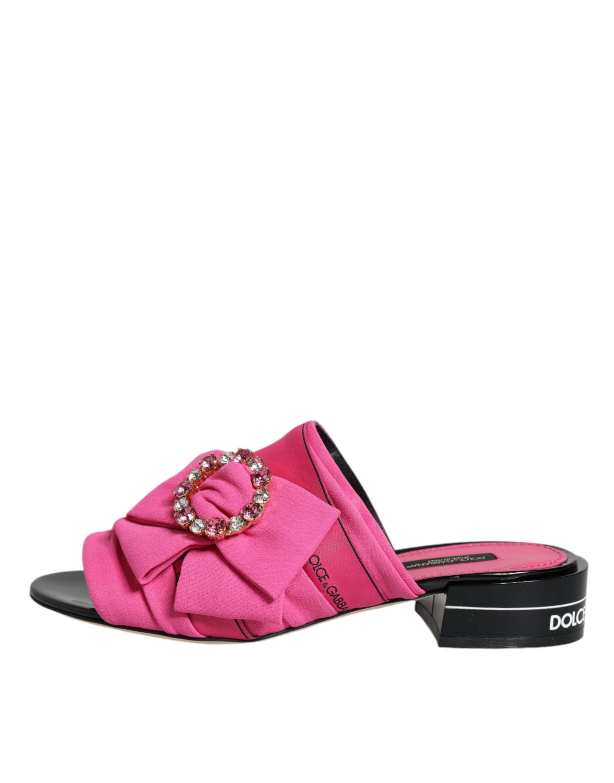 Dolce & Gabbana Pink Black Crystal Slides Sandals Shoes -   -  Dolce & Gabbana.