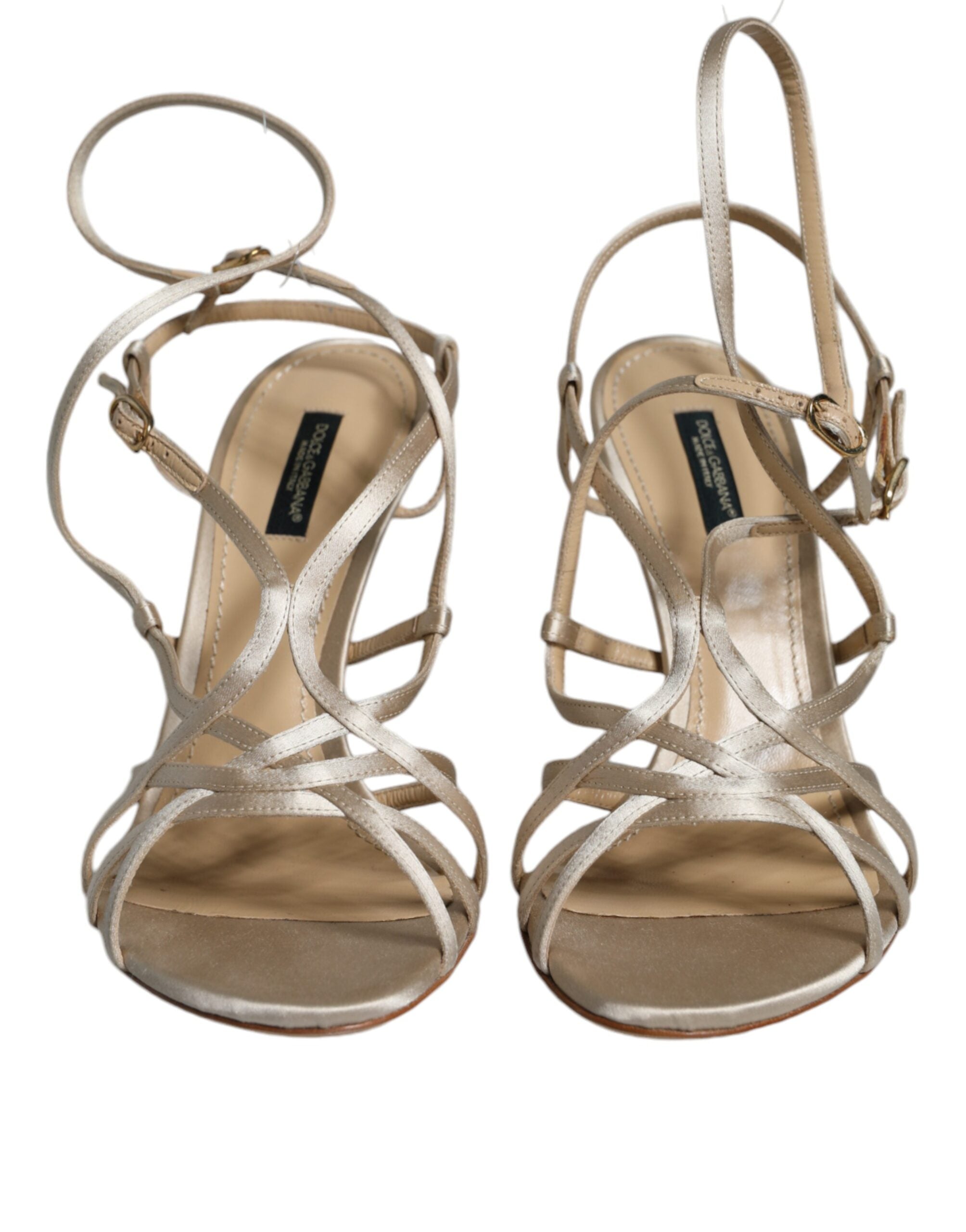 Dolce & Gabbana Beige Leather Stiletto Heels Sandals Shoes -   -  Dolce & Gabbana.