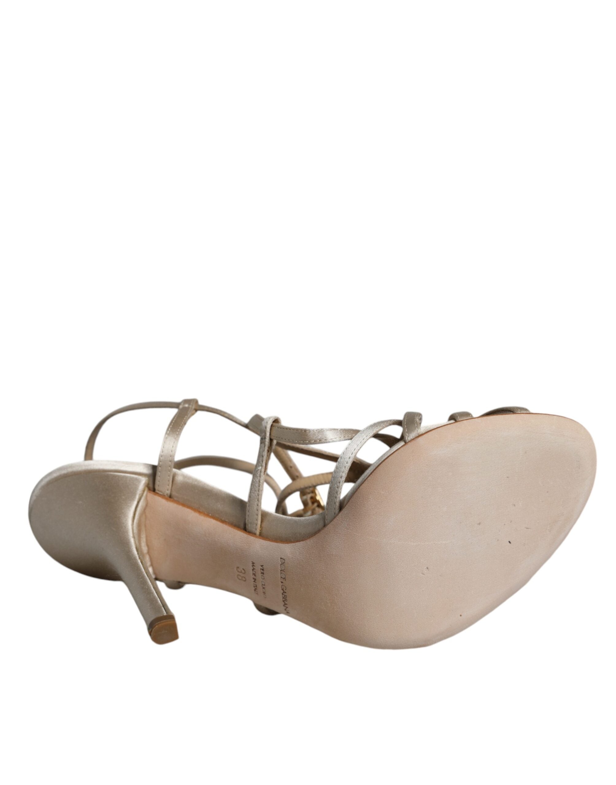 Dolce & Gabbana Beige Leather Stiletto Heels Sandals Shoes -   -  Dolce & Gabbana.