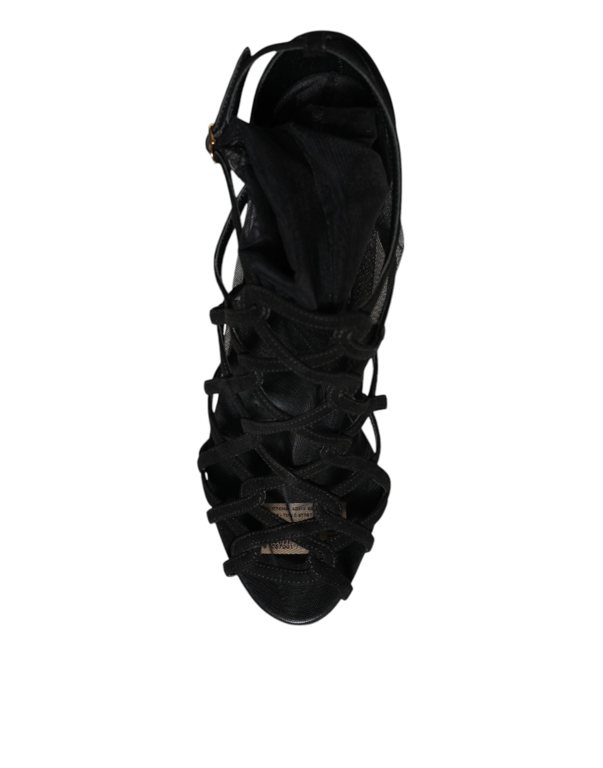 Dolce & Gabbana Black Tulle Stretch Heels Sandals Shoes -   -  Dolce & Gabbana.